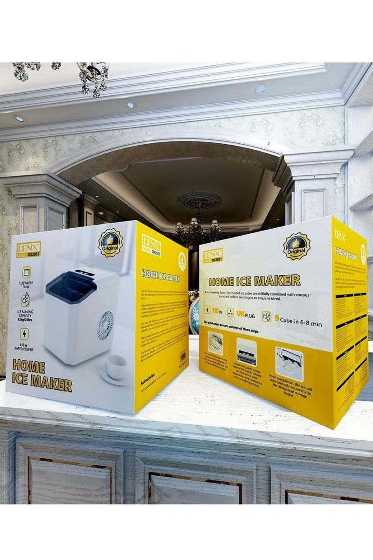 Denx-Smart ice maker with 110 watts, 1.3 litre capacity, and 12 kg ice production capacity 8