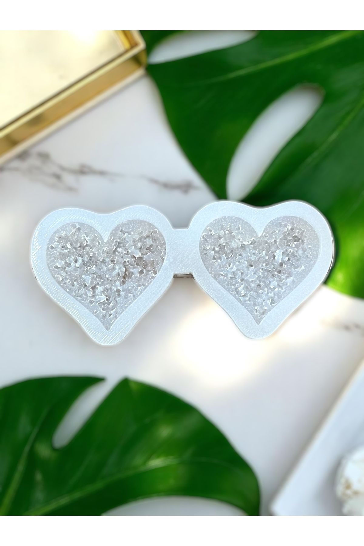 cnk craft shop 2li Kalp Kristal Epoksi Silikon Kalıp Epoksi Reçine Kalp Kristal Kolye Anahtarlık Kalıbı 4.5cm