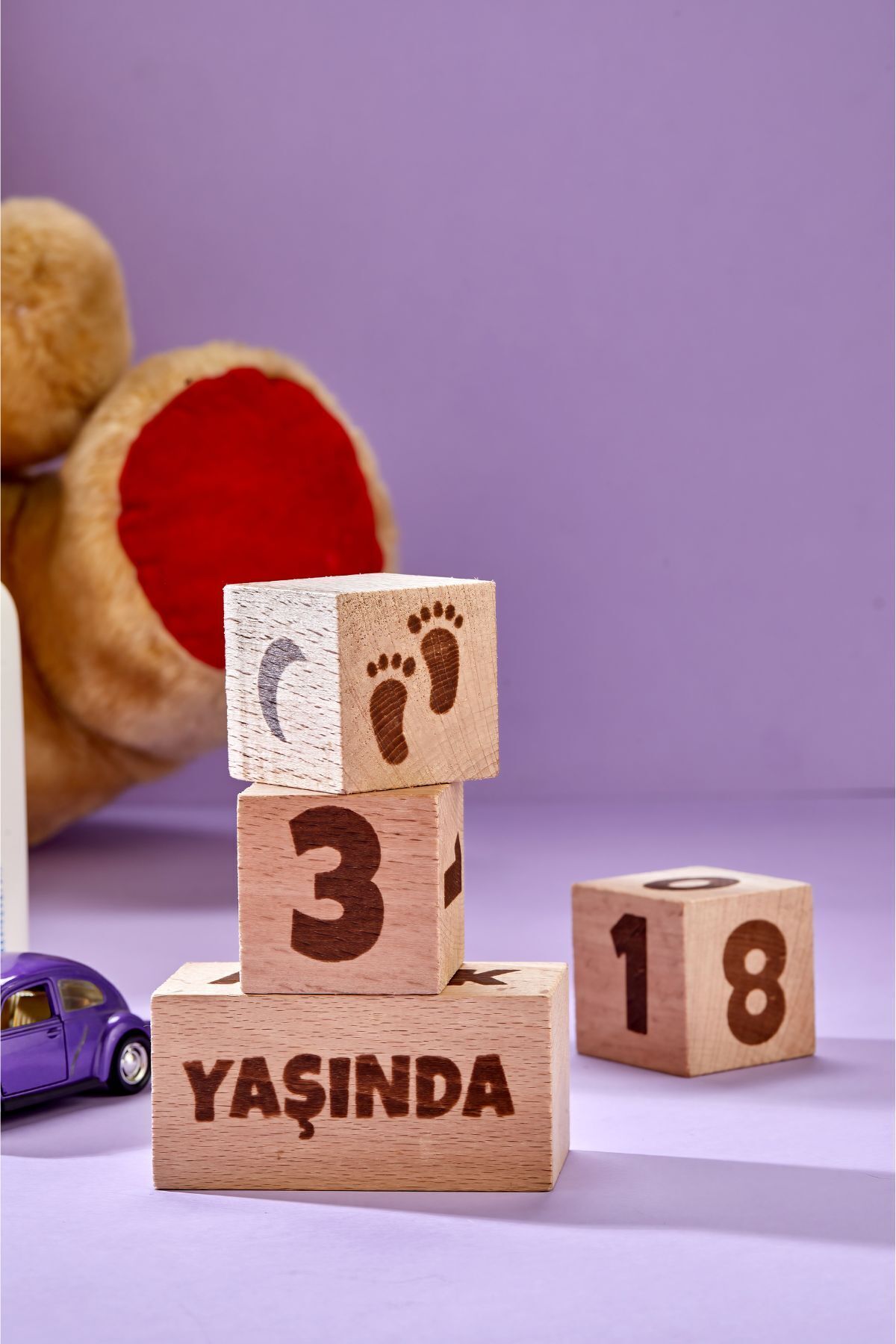 TOTTERİQ-Baby Mother Memory Cube Decor Set of 4 Wooden Baby Memory Cubes Set 1