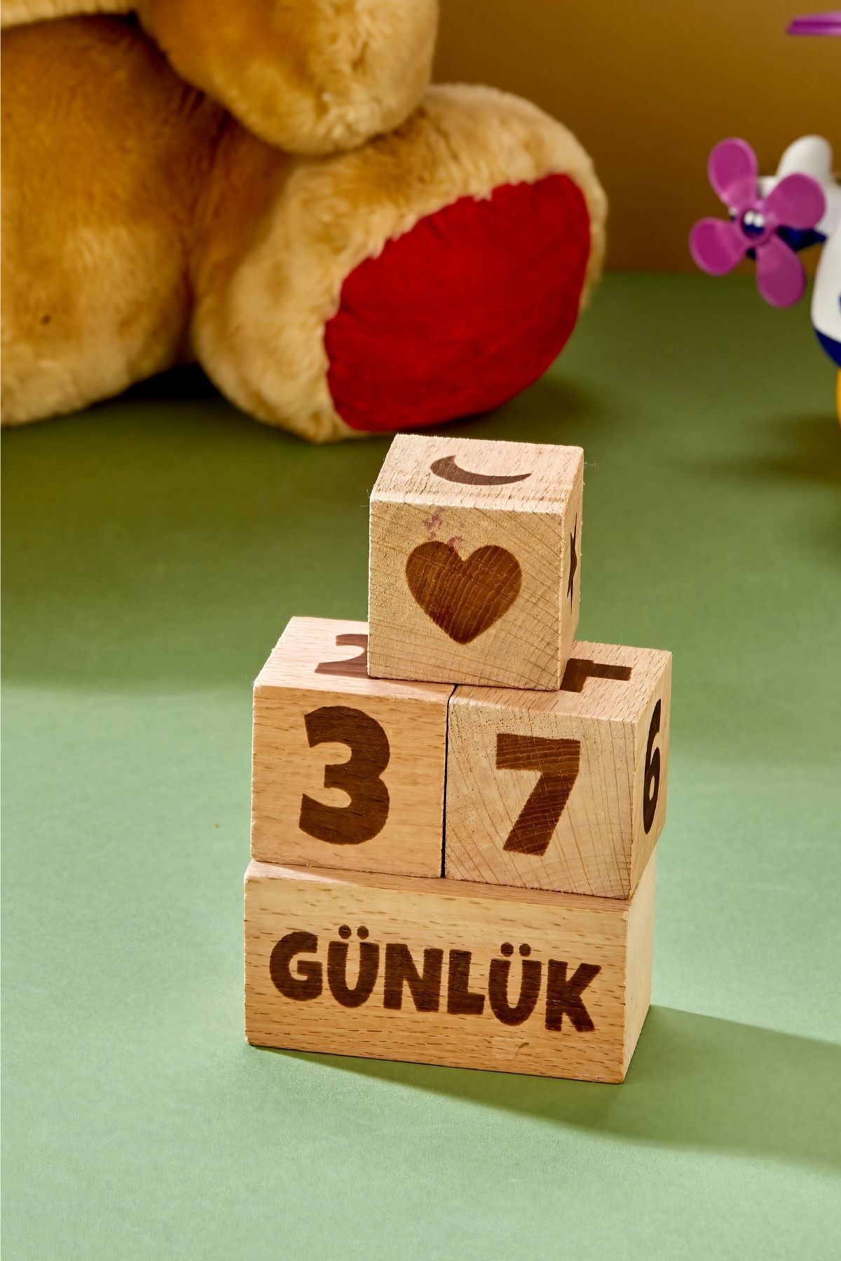 TOTTERİQ-Baby Mother Memory Cube Decor Set of 4 Wooden Baby Memory Cubes Set 3