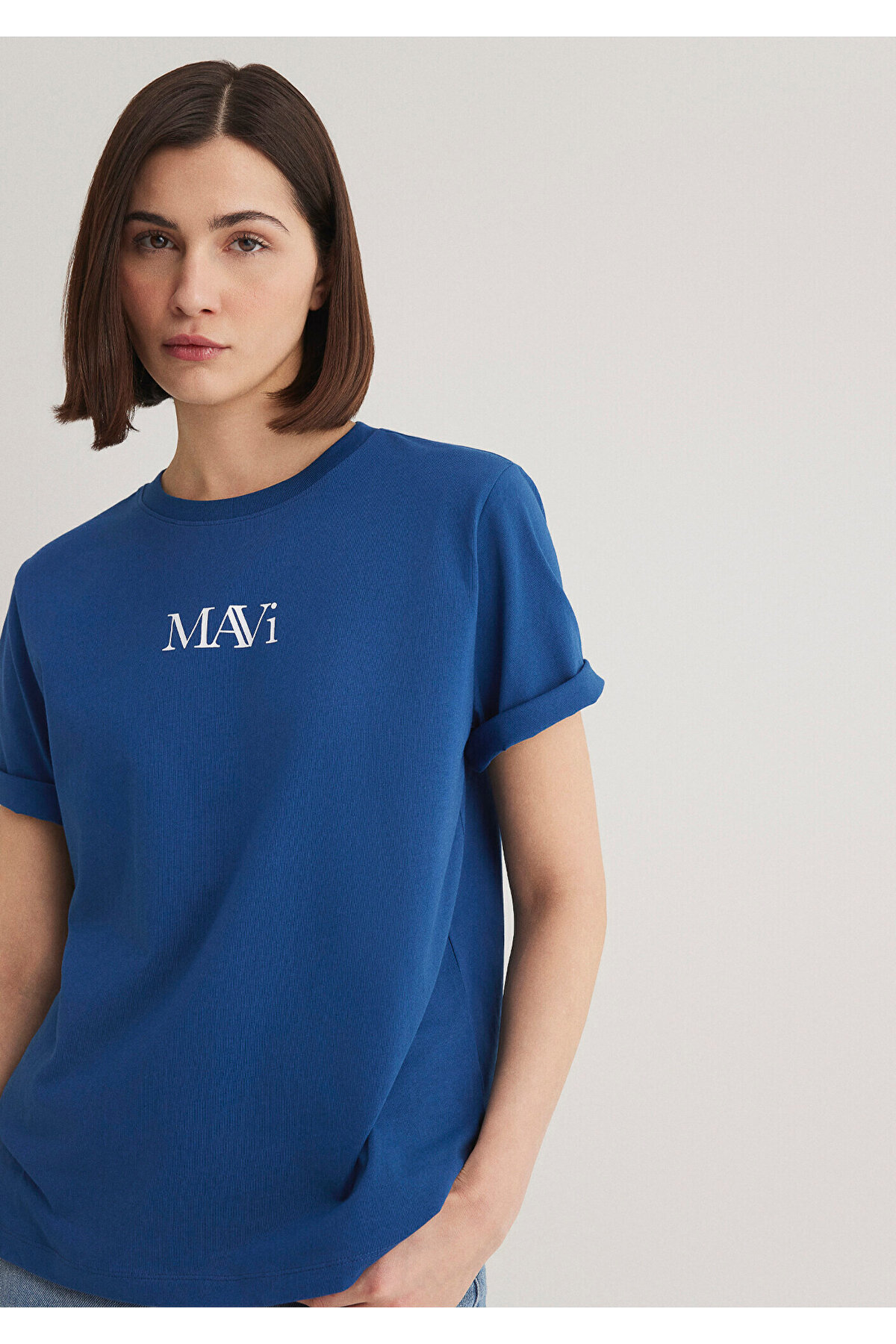 Mavi-Marineblaues T-Shirt mit Logo-Print, reguläre Passform 1611594 -82625 2
