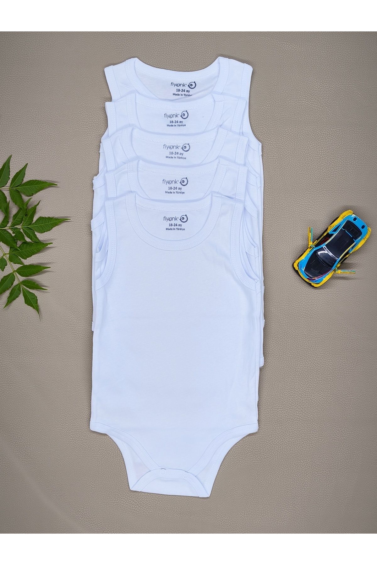 vieso % 100 Pamuk 5'li Bebek Atlet Cıtcıtlı Zıbın Body