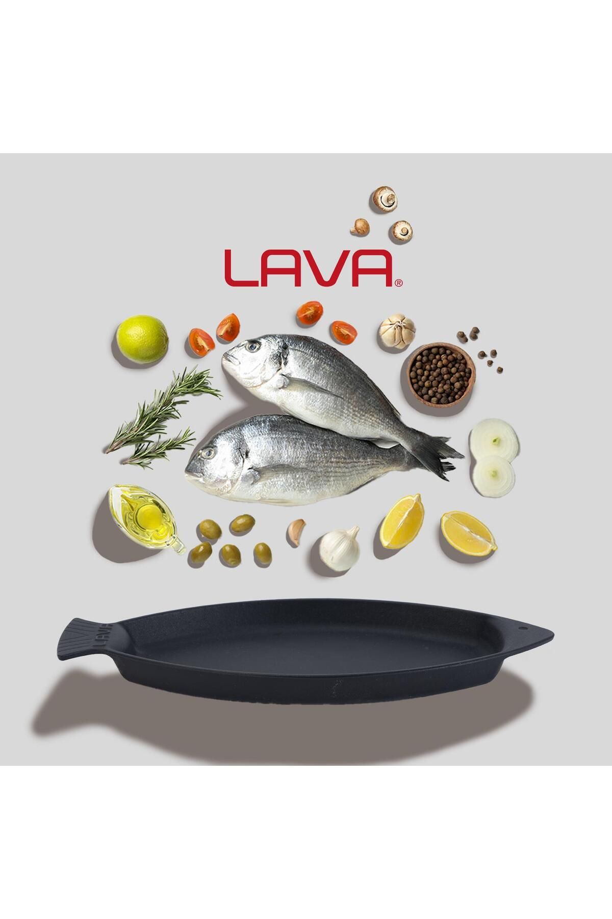 Lava-Fish Plate Casting Set - Set of 4 Without Handle Size 15X24Cm 7