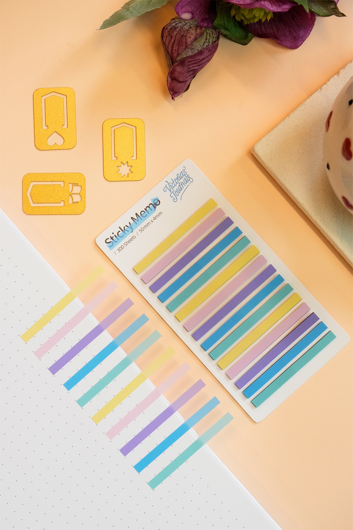 Victoria's Journals Yapışkanlı Şerit 4.4x0,4 cm 15 renk x 20 yaprak