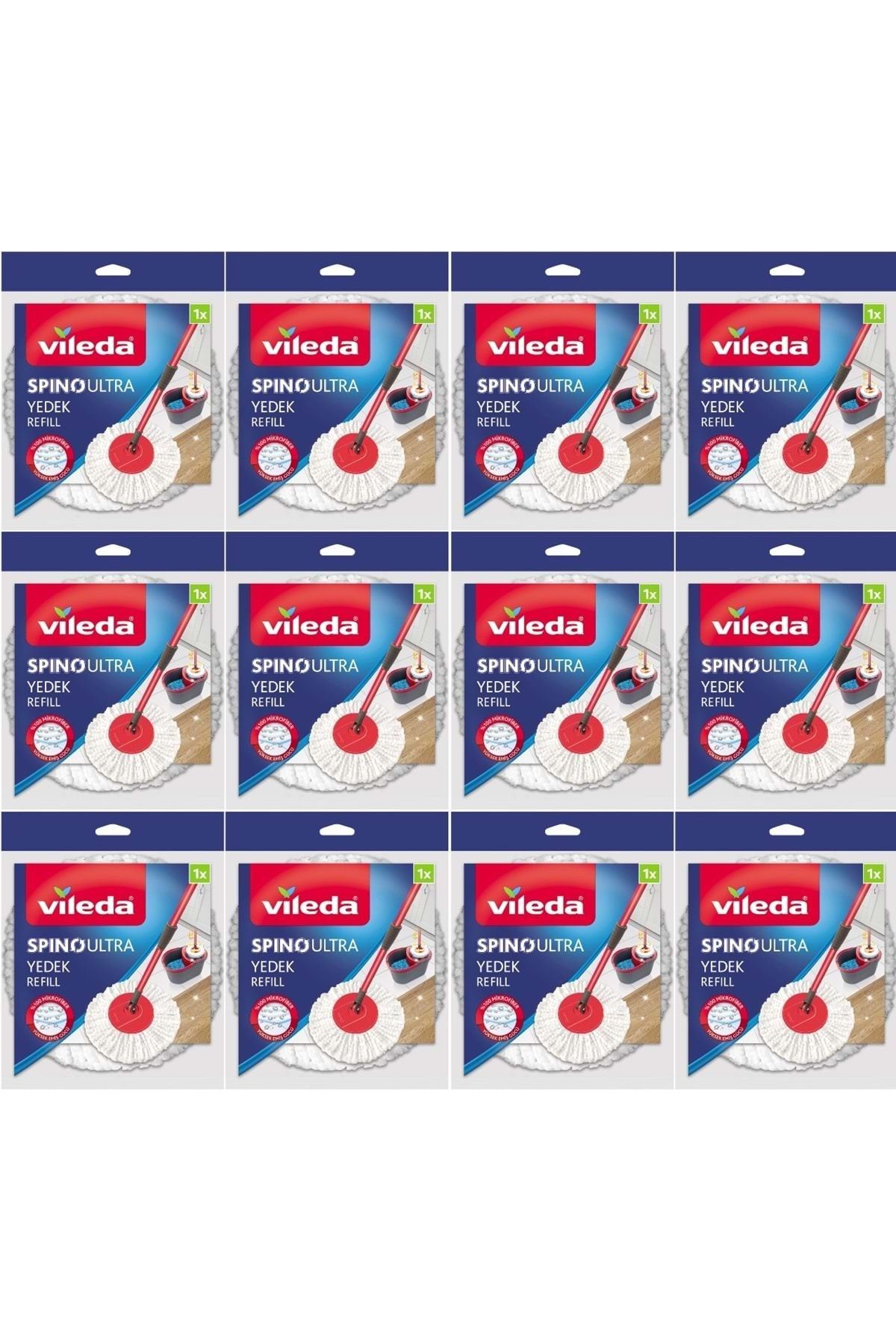 Vileda Spino Ultra Yedek Mop Paspas Ucu (%100 MİKROFİBER) (12 Lİ SET)