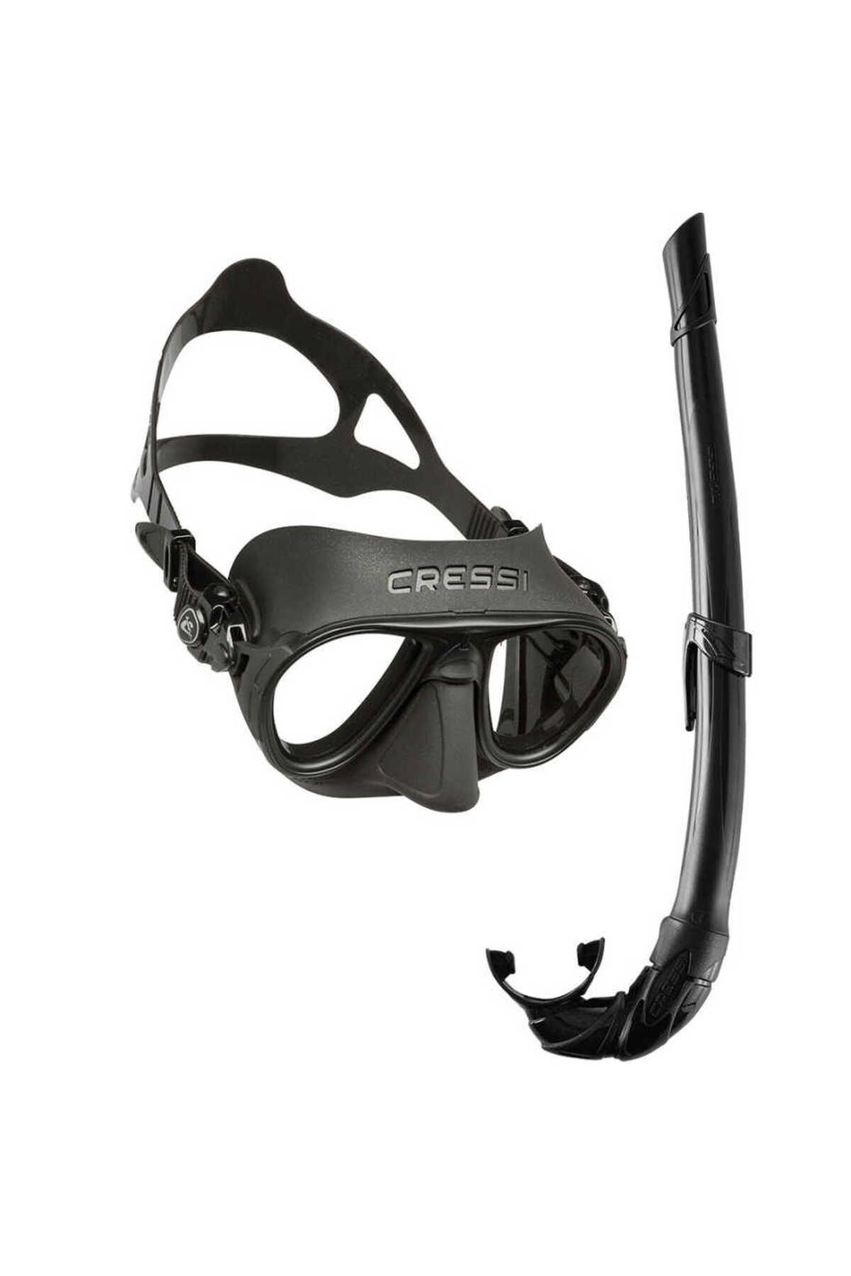 ماسک و اسنورکل مشکی مردانه زنانه مجموعه Snorkel Calibro Corsia Mask cressi sub