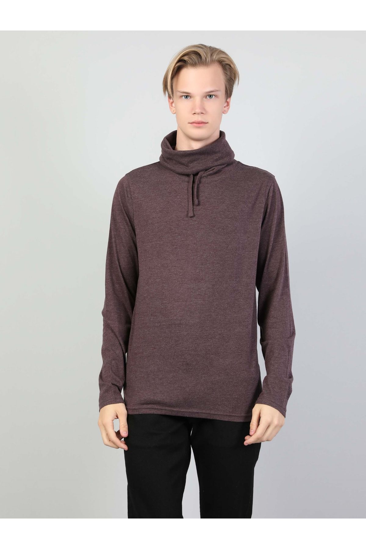 Colin's-Regular Fit Half Turtleneck Men's Purple Long Sleeve T-Shirt 4