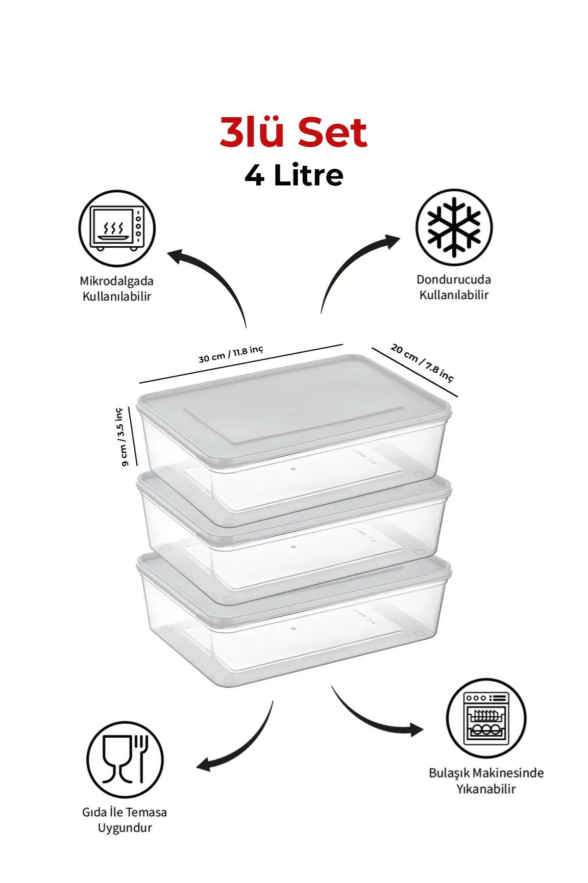 Espas Home-Freshkeep Storage Container Set of 3 Suitable for Microwave and Deep Freezer - White 1