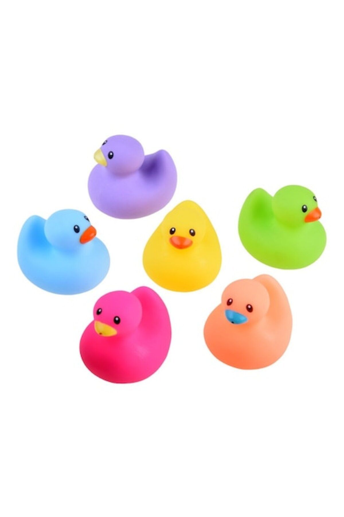 indiggo-Set of 6 Bath Ducks, Rubber Squeeze Ducks, Splashing and Multicolored 1