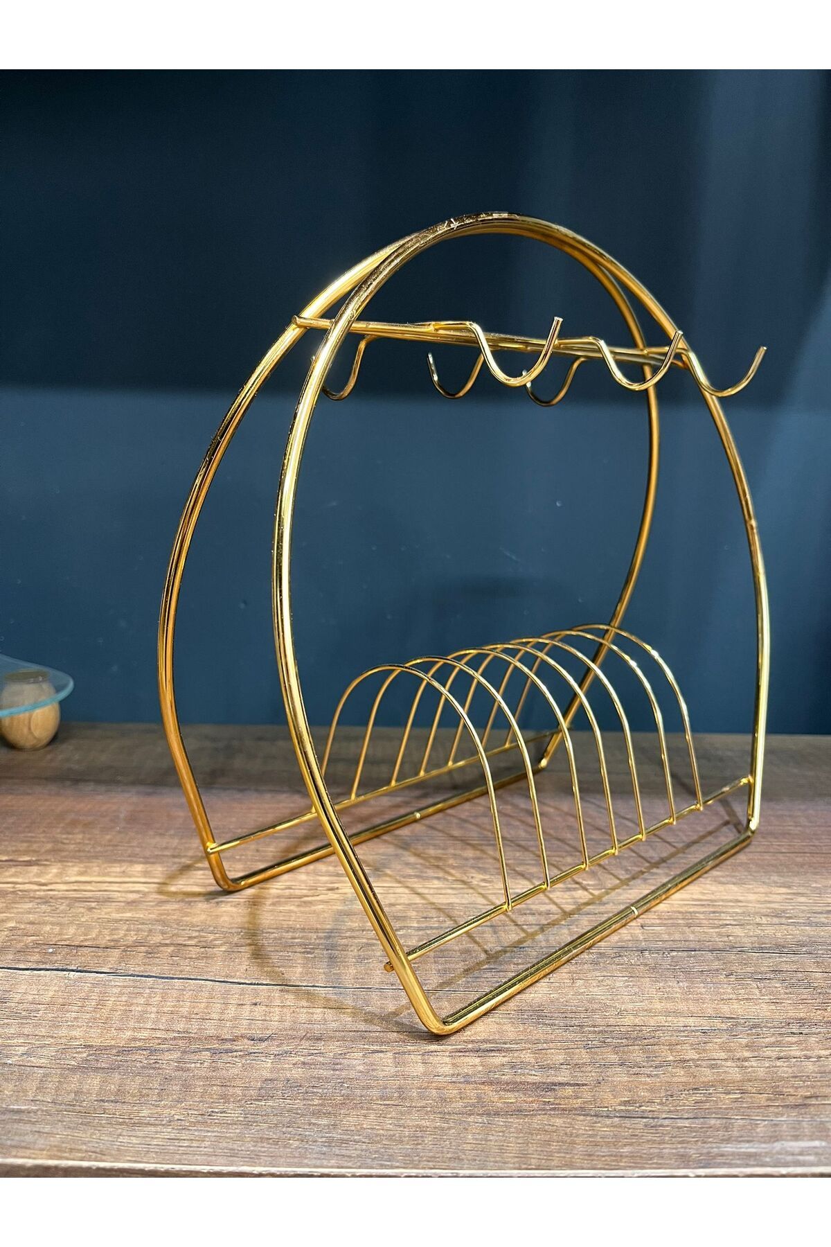 EMFAHOME 6'lı Dekoratif Fincan Askılığı - Gold Metal Sunumluk Fincan Standı