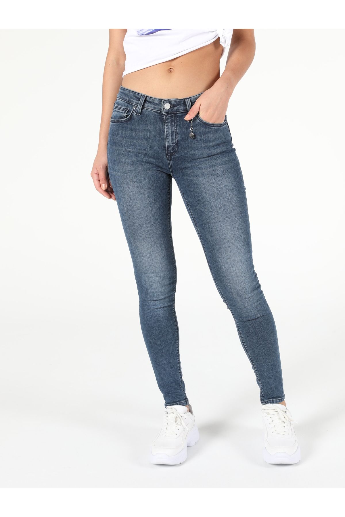 Colin's-Pantaloni de blugi pentru femei, cu talie mijlocie, cu picioare înguste 3