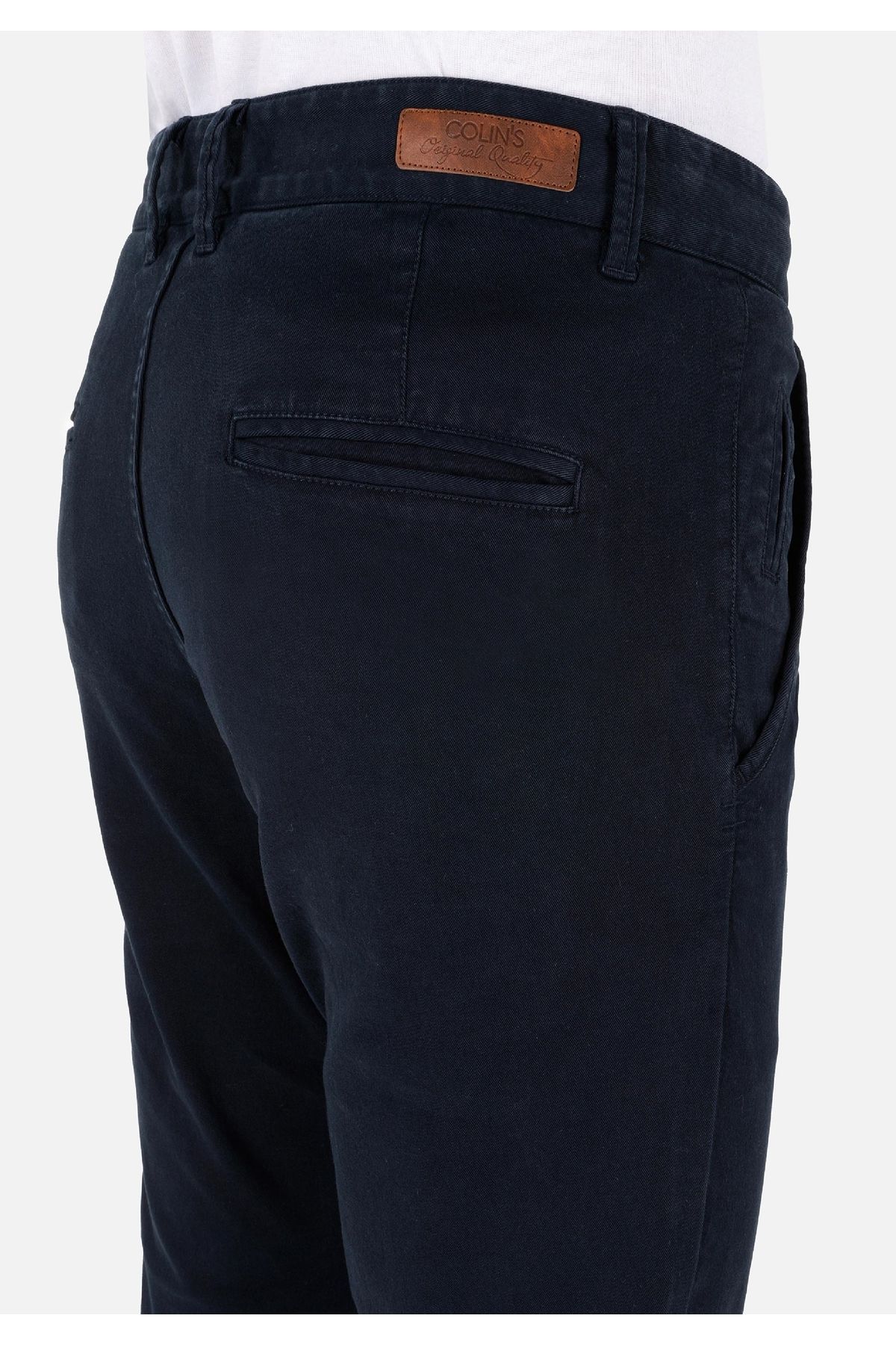 Colin's-Slim Fit Mid Waist Straight Leg Men's Navy Blue Trousers 6