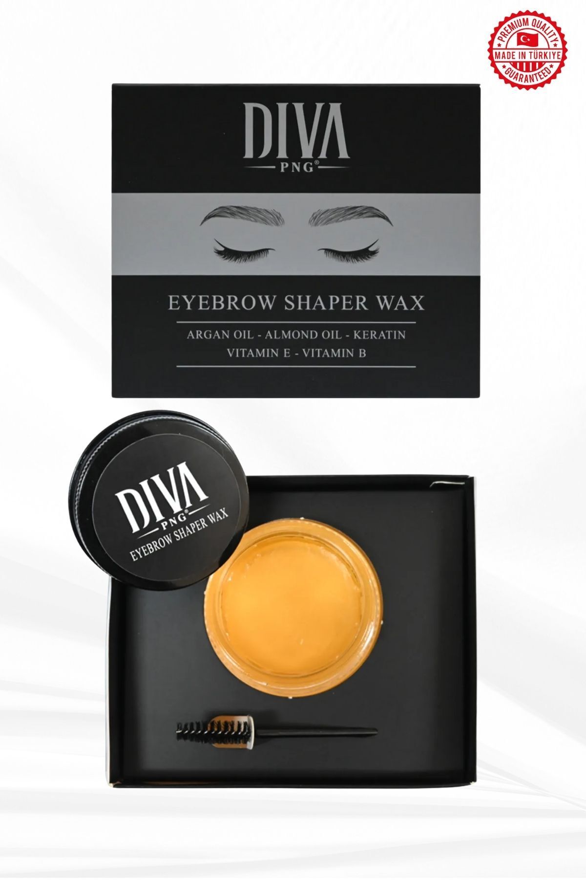 PNG DIVA Kaş Şekillendirici Wax | Argan Badem Yağlı | Gün Boyu Sabitleme | Fırça Ile Birlikte