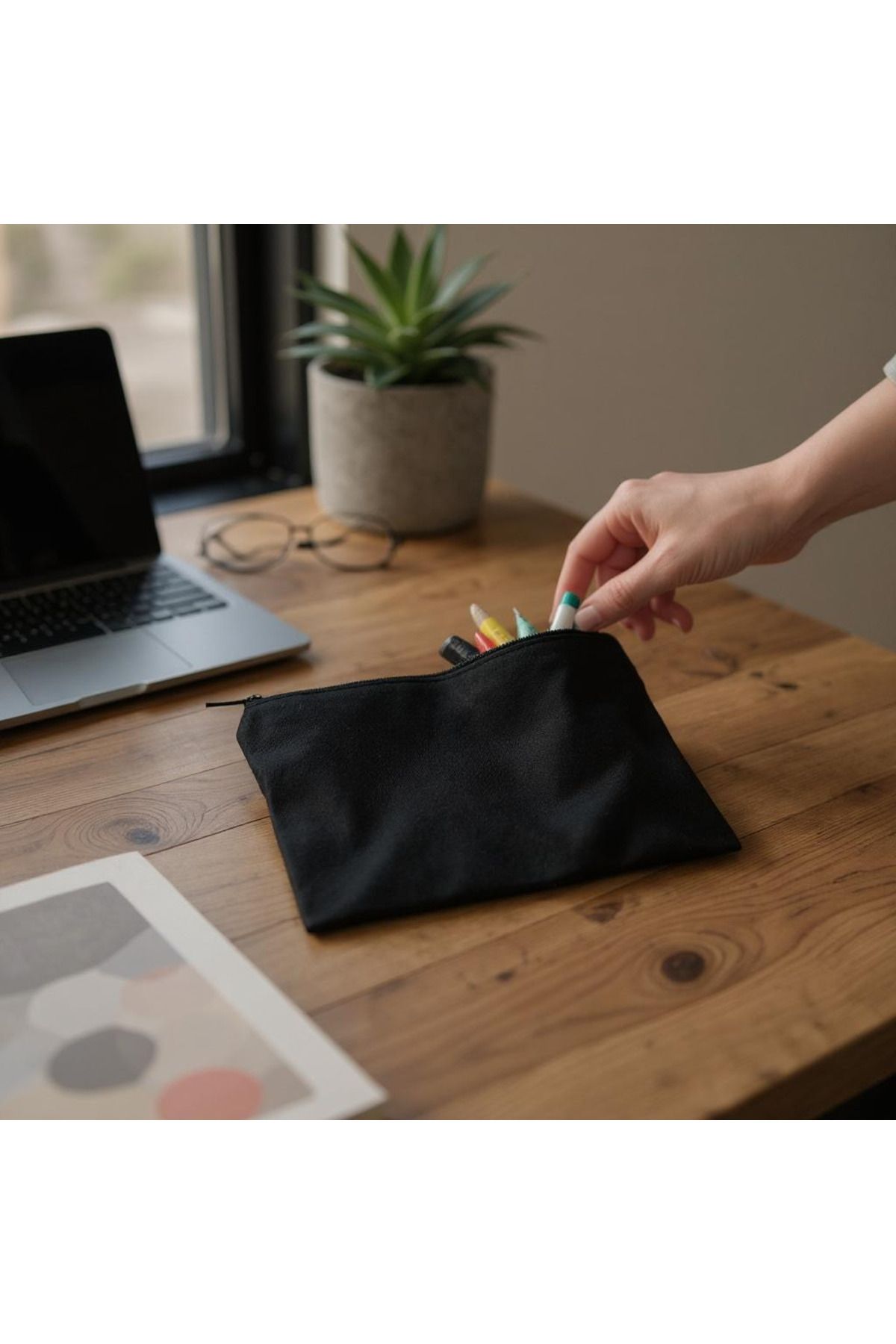 Velora Jewelry Makyaj çantası kalemlik telefon aksesuar koymalık el Çantası cüzdan bez kalemlik