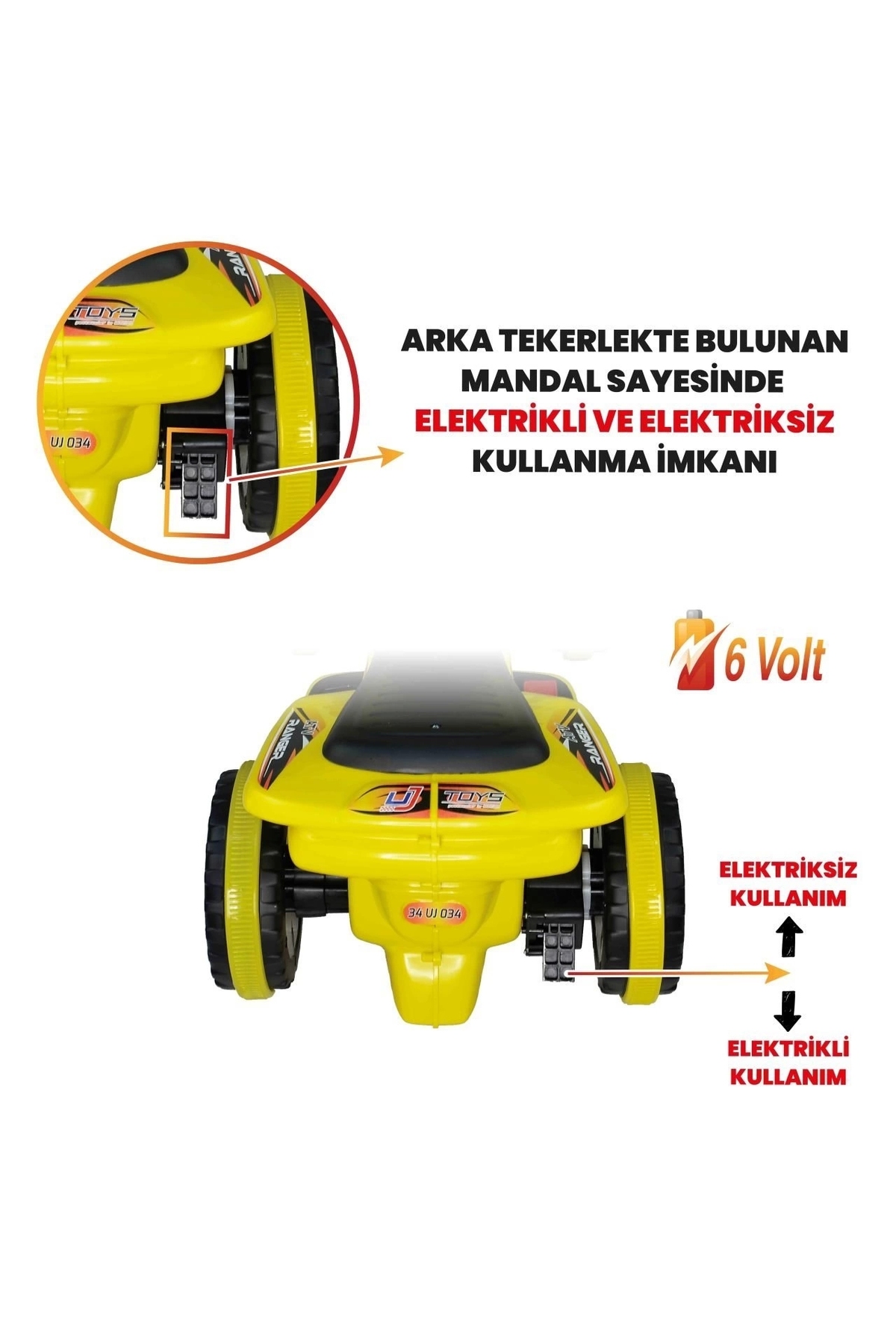 Genel Markalar Led Işıklı Müzikli Akülü  Araba Atv Motor 2-4 Yaş - 6V fotoğrafı 7 (önizleme)