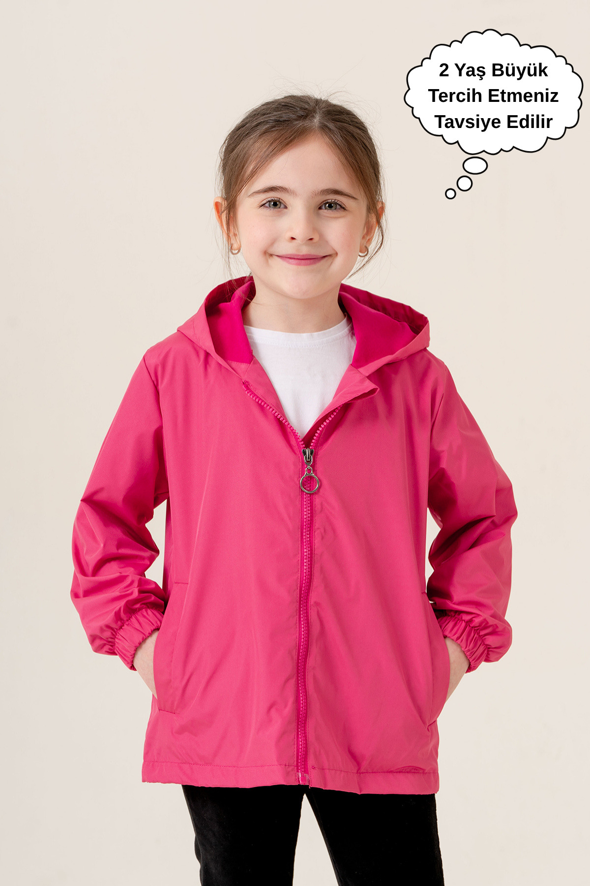 Girls Hooded Lined Seasonal Raincoat with Pocket