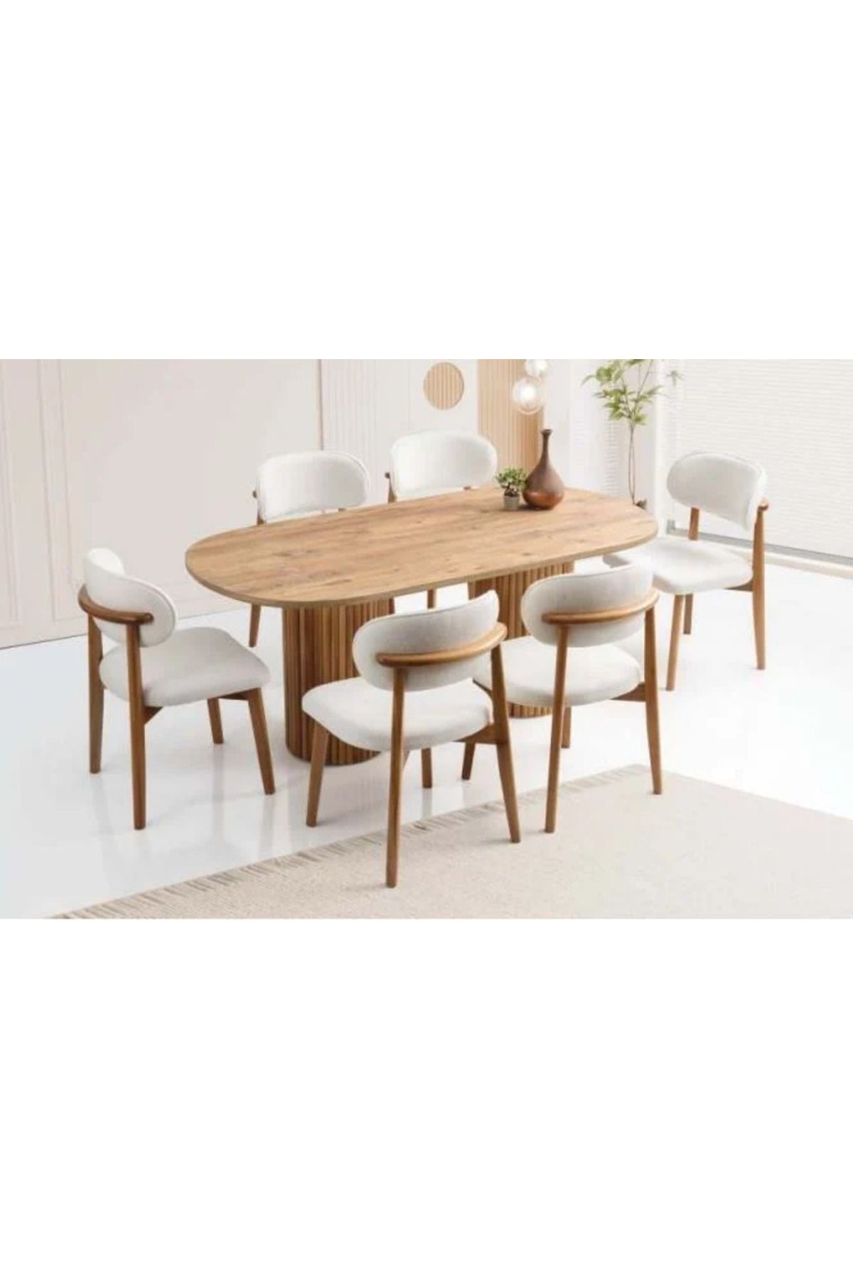Yuvaset Home Ptt Ayaklı Mdf Masa/atlantik Çam-polo Sandalye Masa Takımı