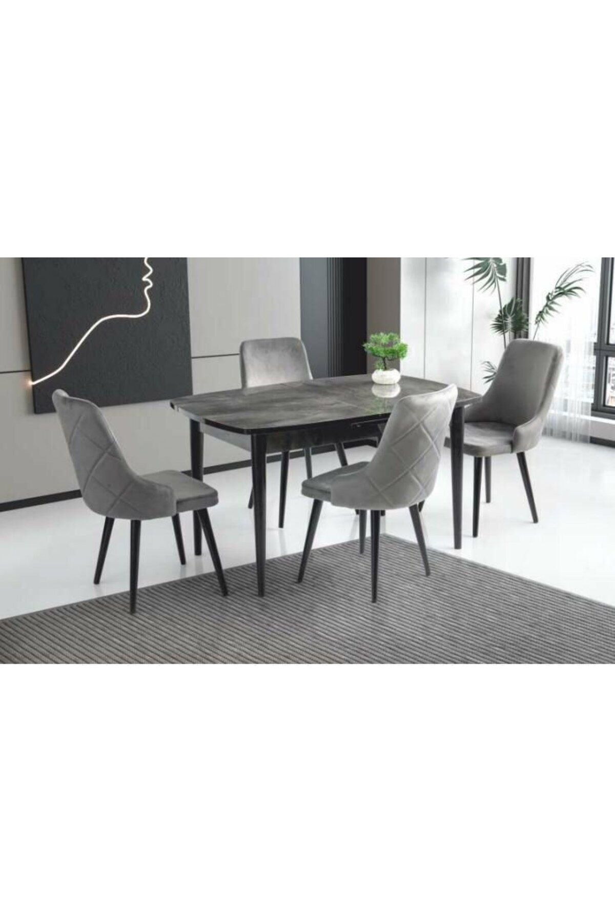 Yuvaset Home High Gloss MDF Masa/İrony-Exen Sandalye Masa Takımı