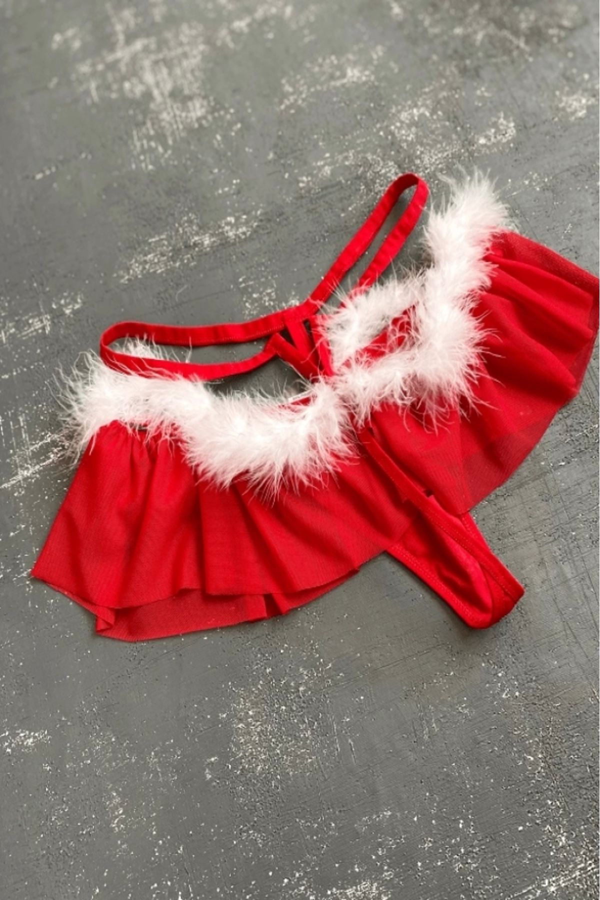 Gece İncisi-Transparent Tulle Elastic and Feather Detailed String 3