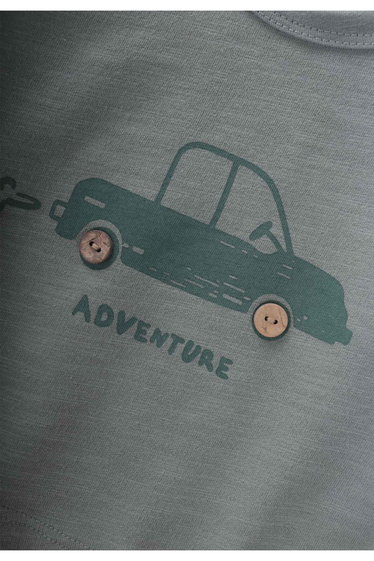 Cigit Adventure Baskılı Erkek Sweatshirt 0-5 Yaş Çağla Yeşili fotoğrafı 3 (önizleme)