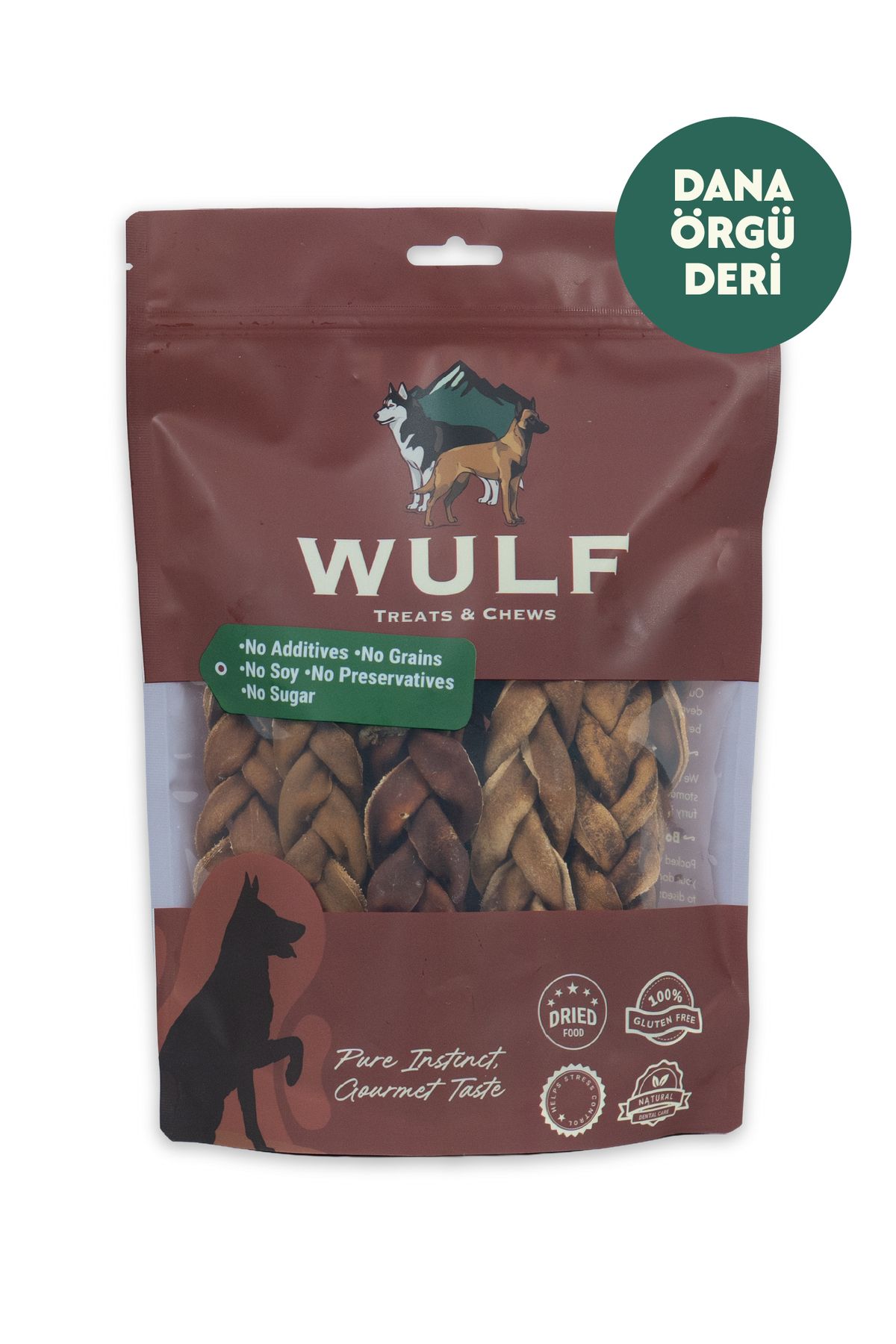 WULF Dana Örgü Deri 100 Gram %100 Doğal Köpek Ödül Maması