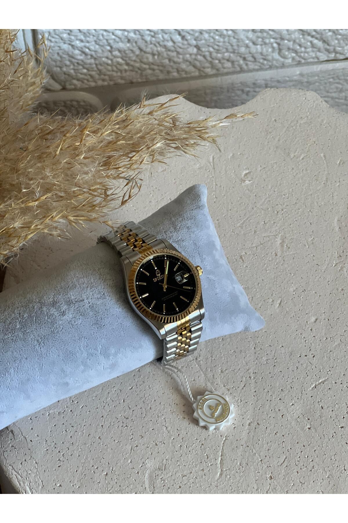 SHINELUC Marka Model Siyah Kadranlı Silver&Gold Çelik Erkek Saat