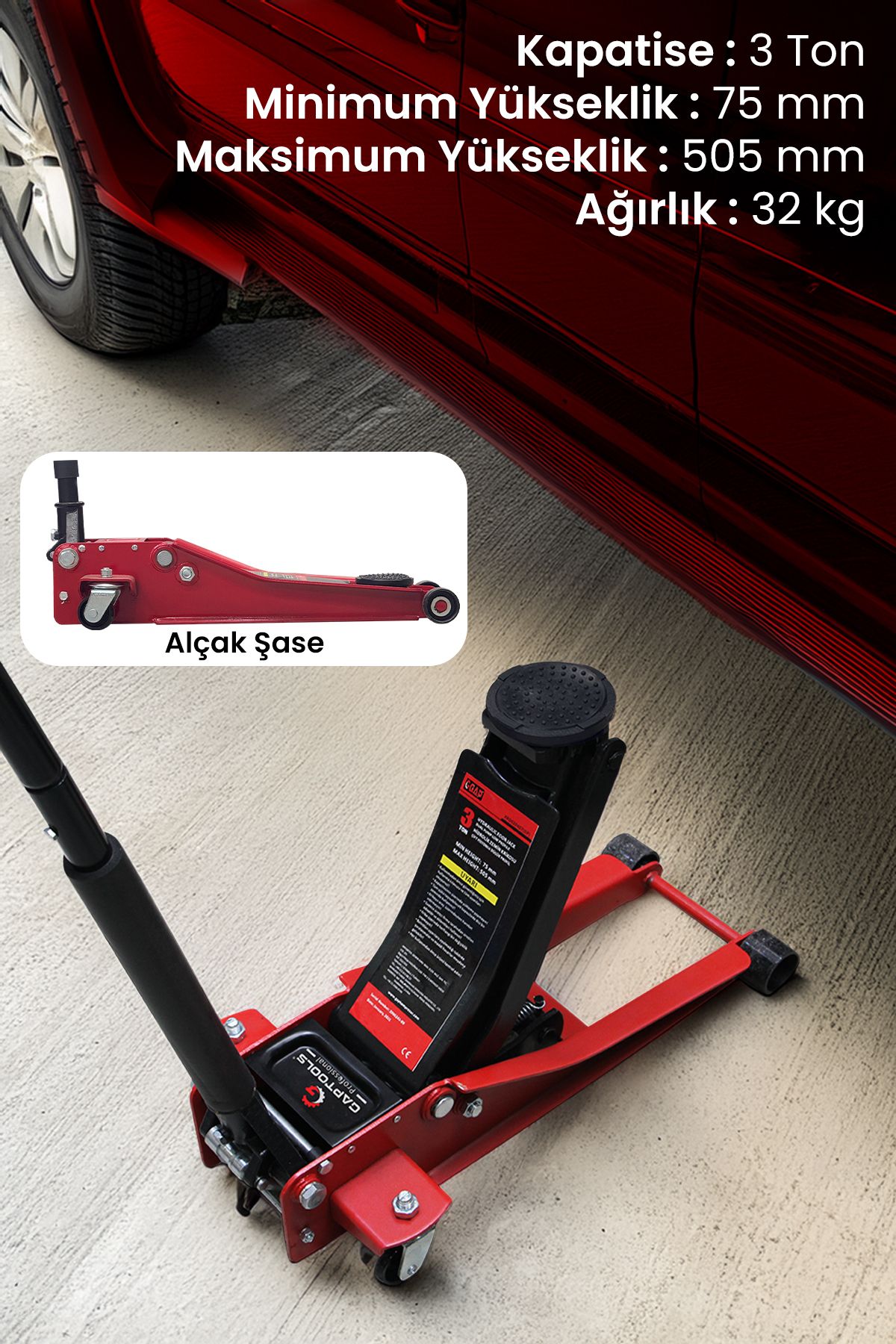 G GAPTOOLS Garaj Krikosu Üç Ton Alçak Şase GPT102