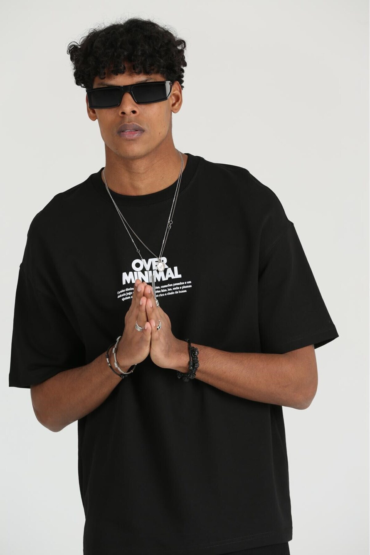 Oversize Over Minimally Printed Men's Comfortable Fit 2 Thread T-Shirt