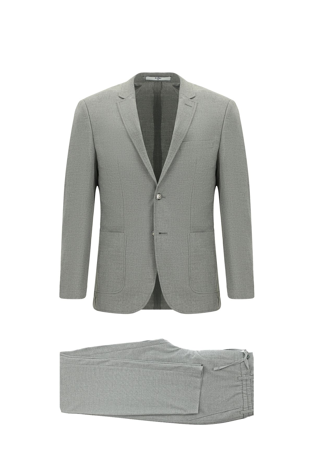 Kiğılı Super Slim Fit Ekstra Dar Kesim Desenli Beli Lastikli İpli Spor Takım Elbise