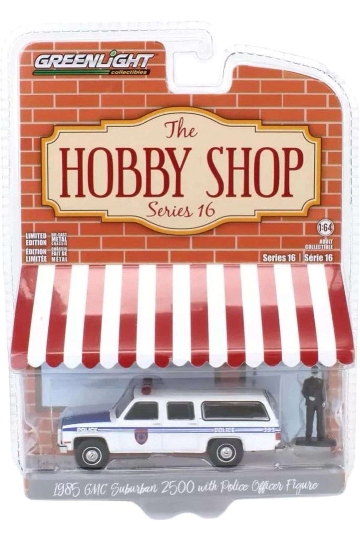 Green Lighting Greenlight 1/64 The Hobby Shop Series 16- New York City Transit Police - 1985 GMC Suburban