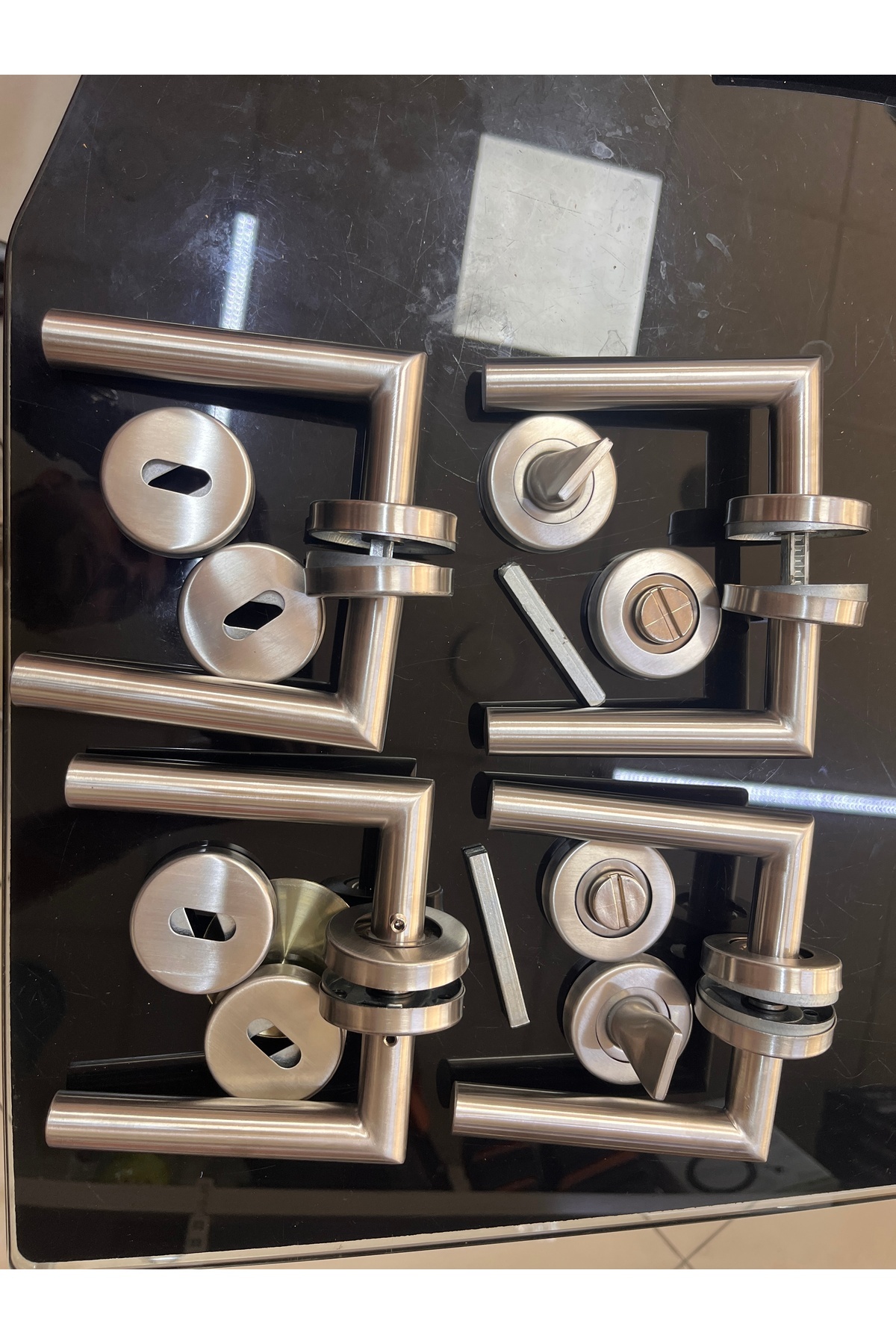 bues-Door Handle -2 Sets Wc Matte Stainless with Rosette 2 Sets Door Handle 4 Sets 2