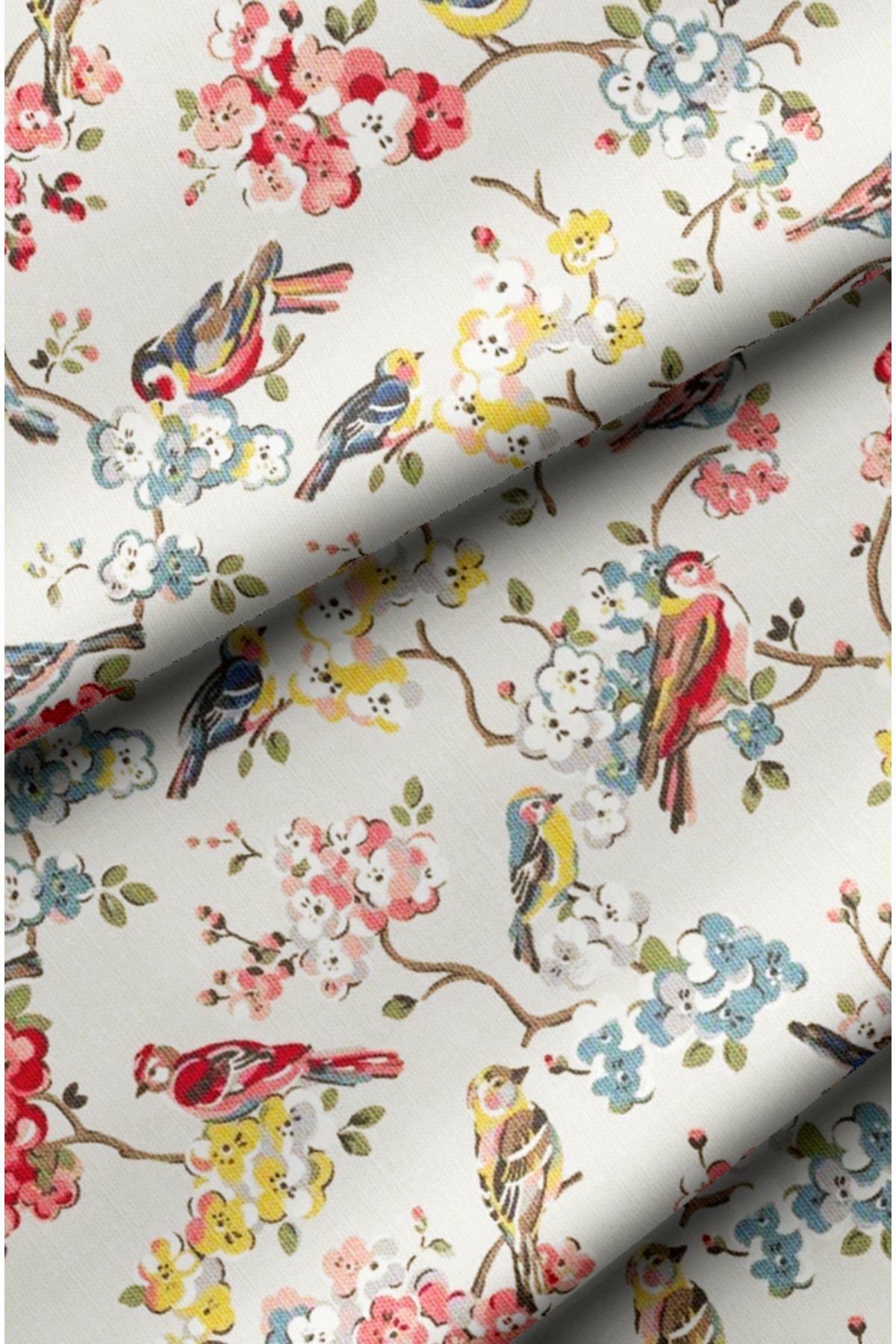 CANİLA-Digital Printed Fabric with Watercolor Bird Pattern. Cotton Lining Upholstery Fabric 3