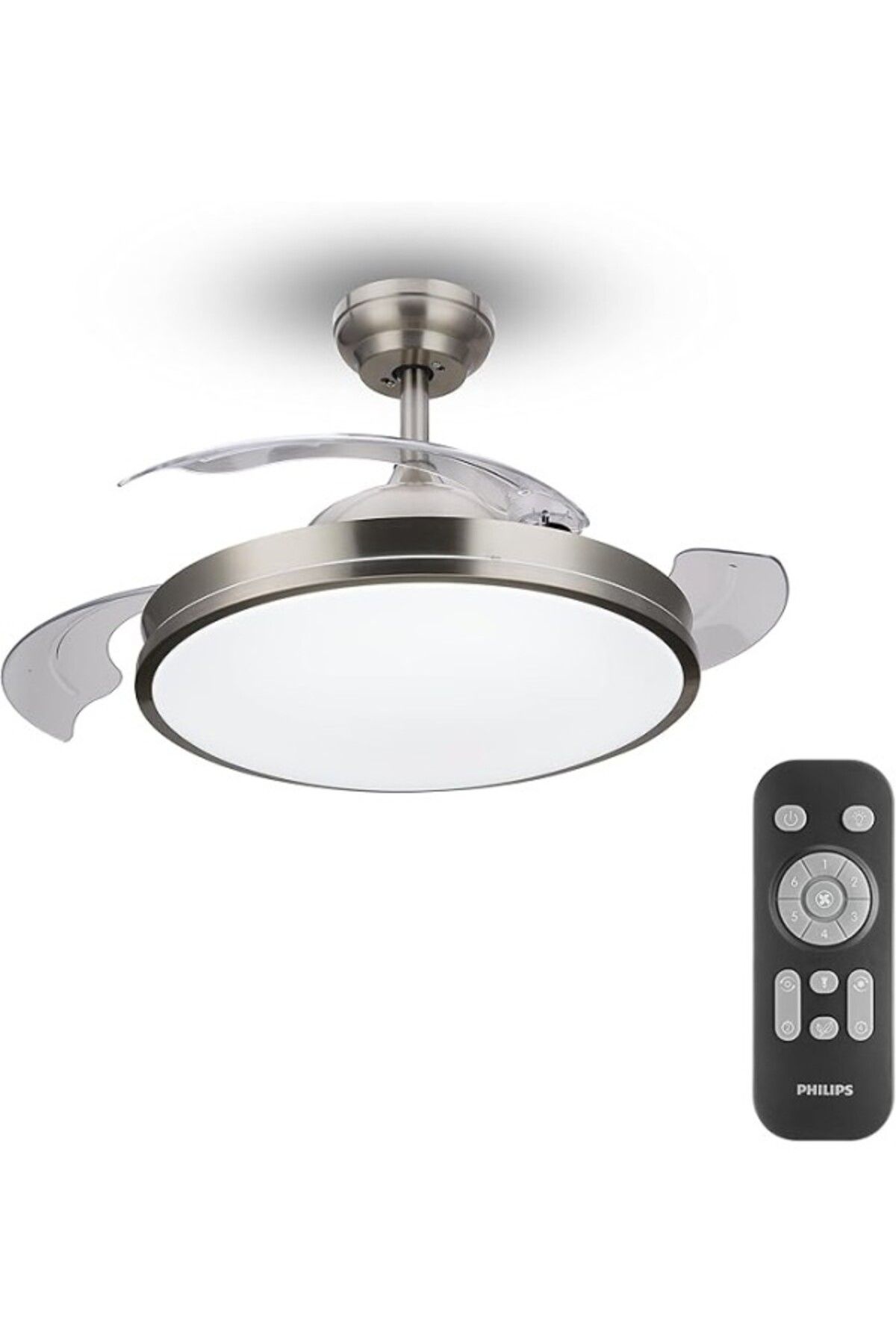 ShopZum Atlas Dc Fan Ceiling Tavan Vantilatörlü Armatür, Açılır/Kapanır Kanatlı, Kumandalı
