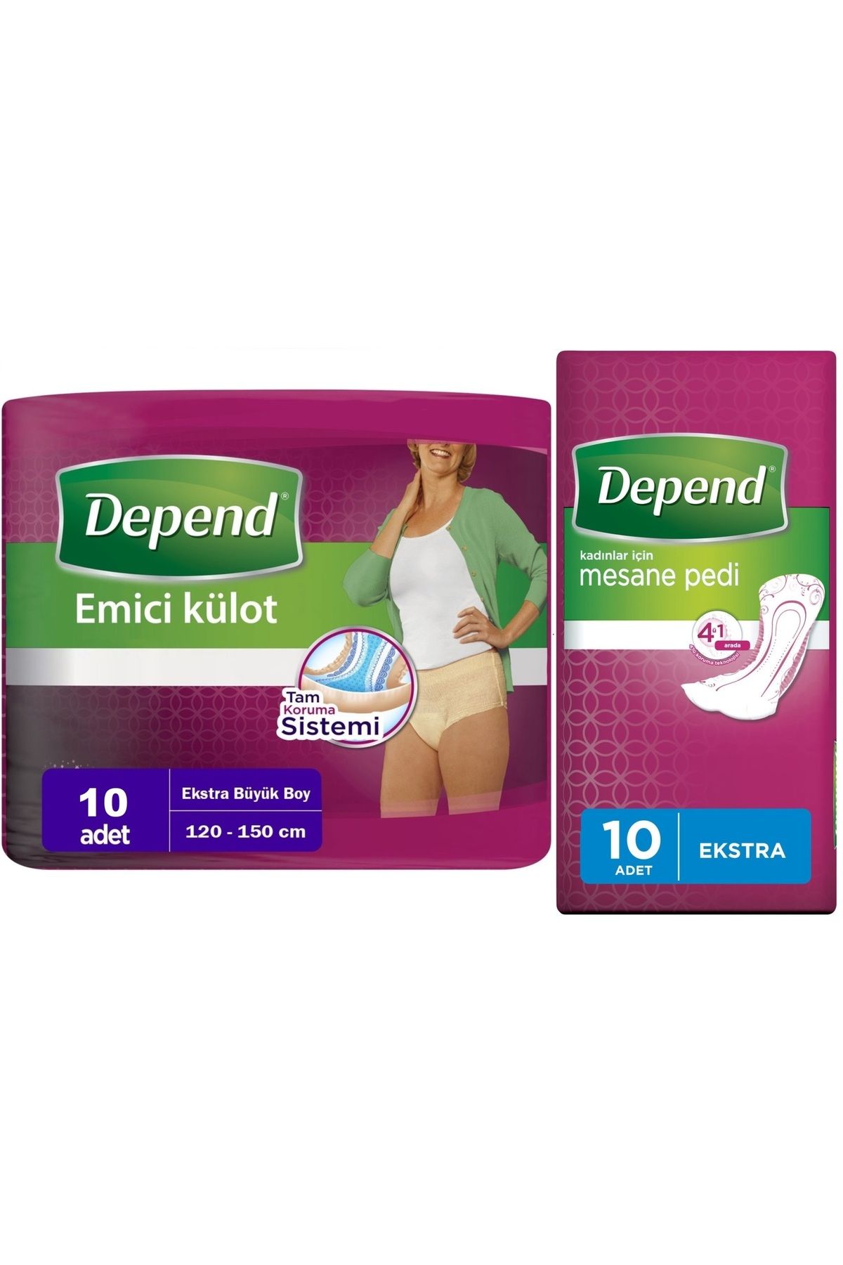 Depend Emici Külot Lohusa Pedi XL - Extra Büyük - Kadın (10 Adet)+Mesane Pedi Kadın Ekstra (10 Lu)