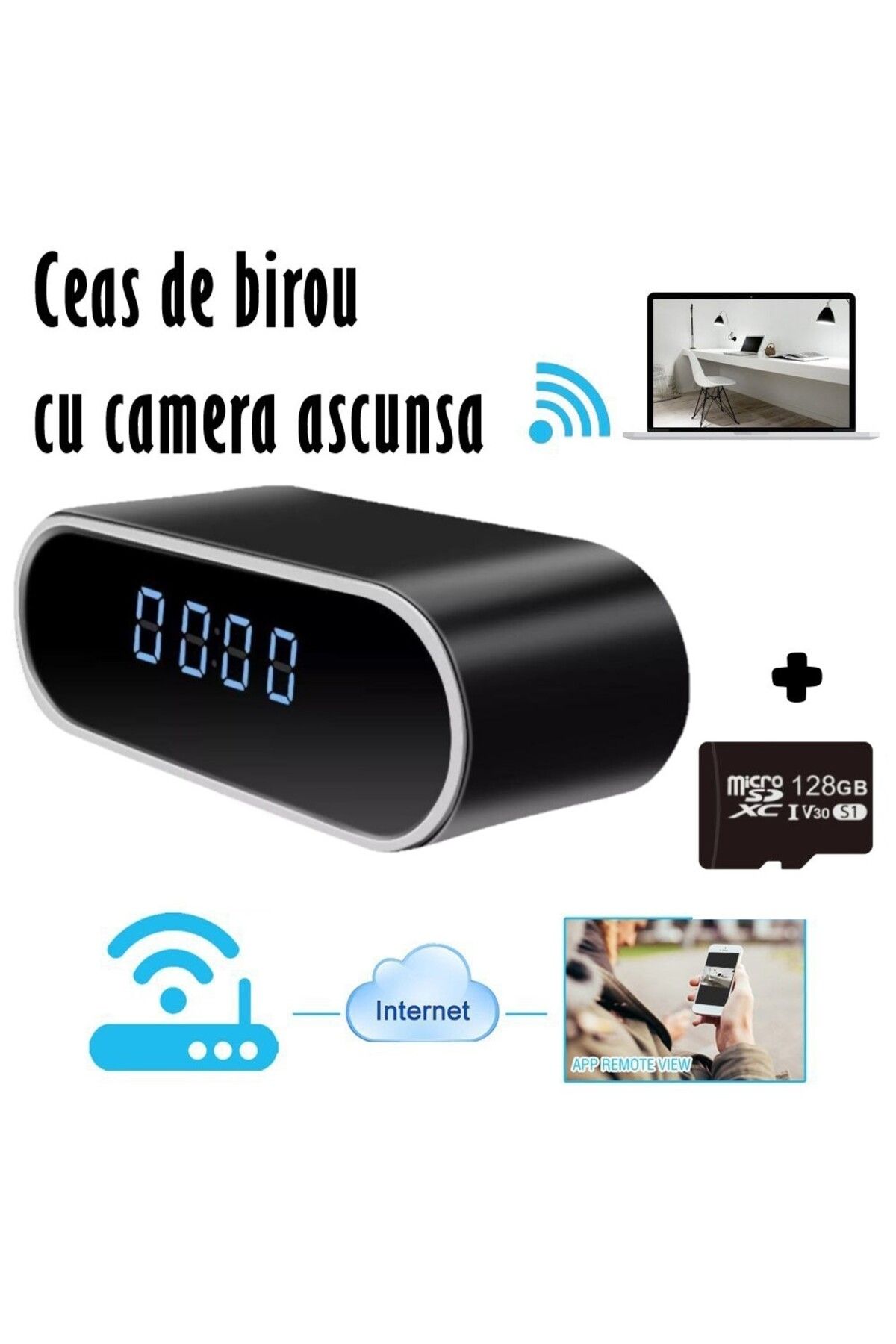 REVOSE-Mini Spy Camera ™, Wi-fi, Ip, Hidden in Alarm Clock, Microphone, 128gb Microsd Card Included 2