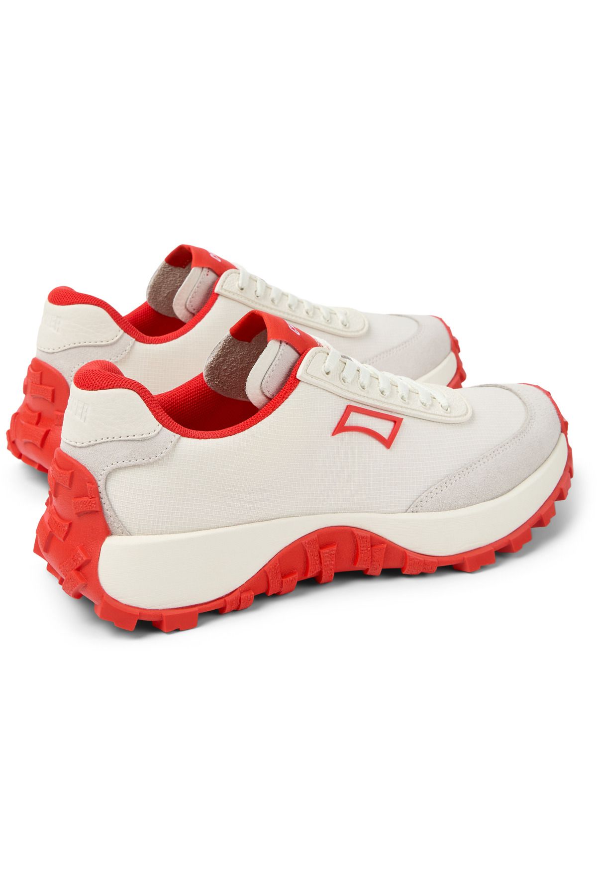 CAMPER-Women's White Red Comfortable Sneakers with Nubuck Details and Hook And Loop Drifttrailvıbram 4