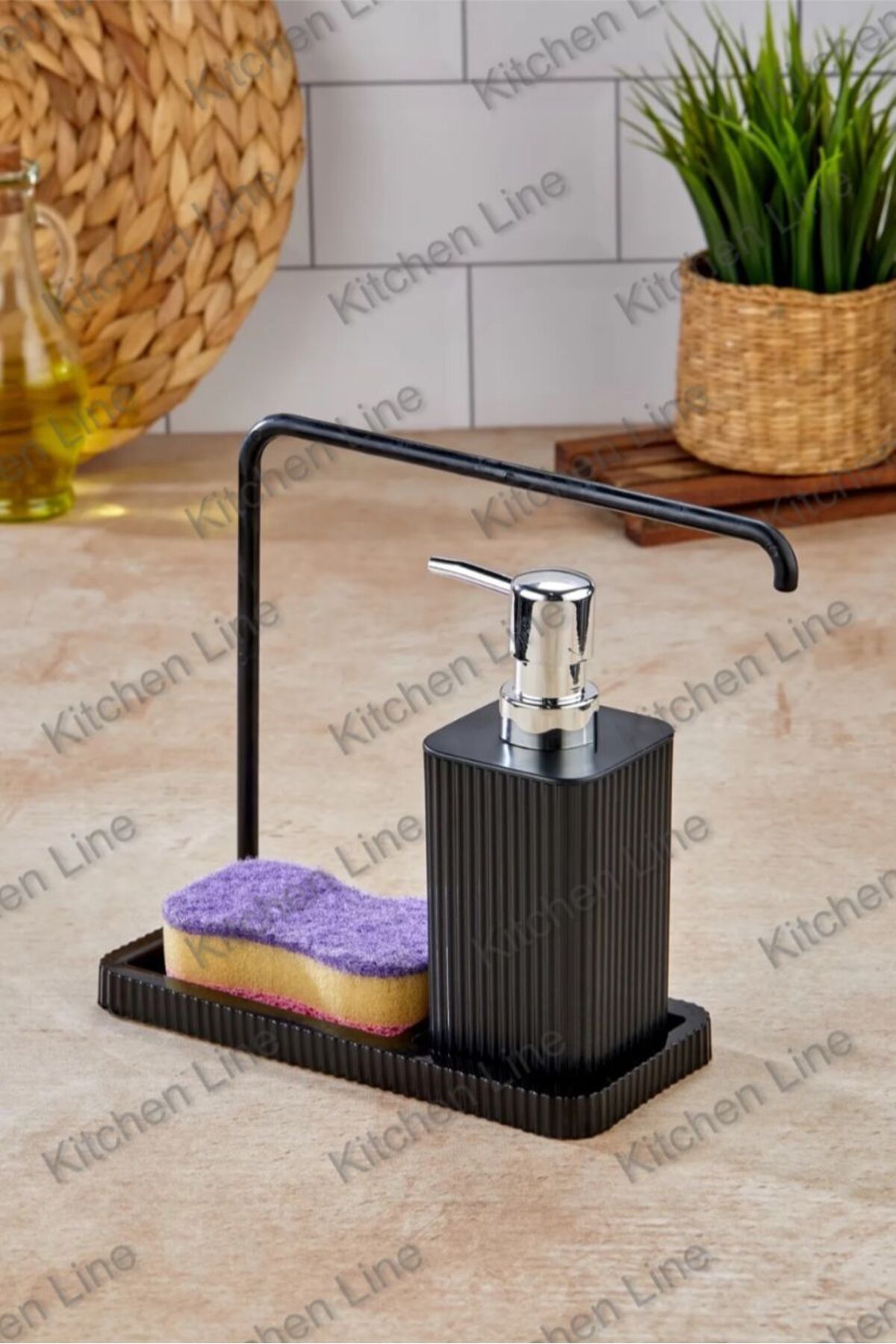 Kitchen Line ASKILI MUTFAK SIVI SABUNLUK- MUTFAK BEZİ ASKILI, SÜNGER HAZNELİ- MUTFAK LAVABO SETİ SİYAH