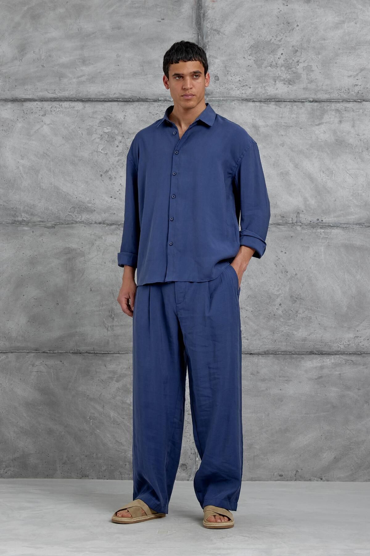 NOMARC Lacivert 512 Modal Kumaş Oversize Takım Alt Üst