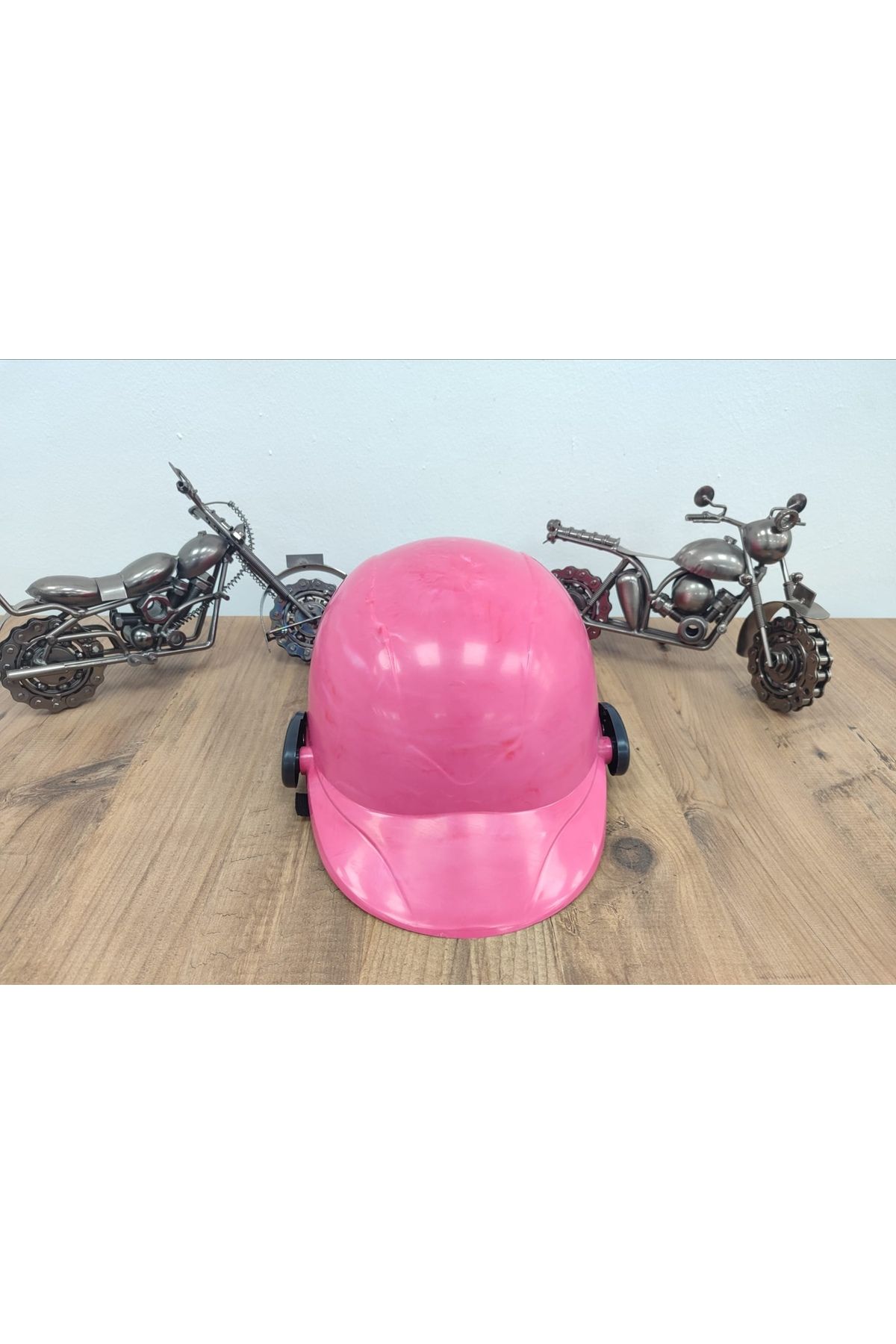 Güneş Motosiklet Açık jokey kask camlı yerli üretim - Mat pembe renk yüzeyi dalgalı renk geçişli