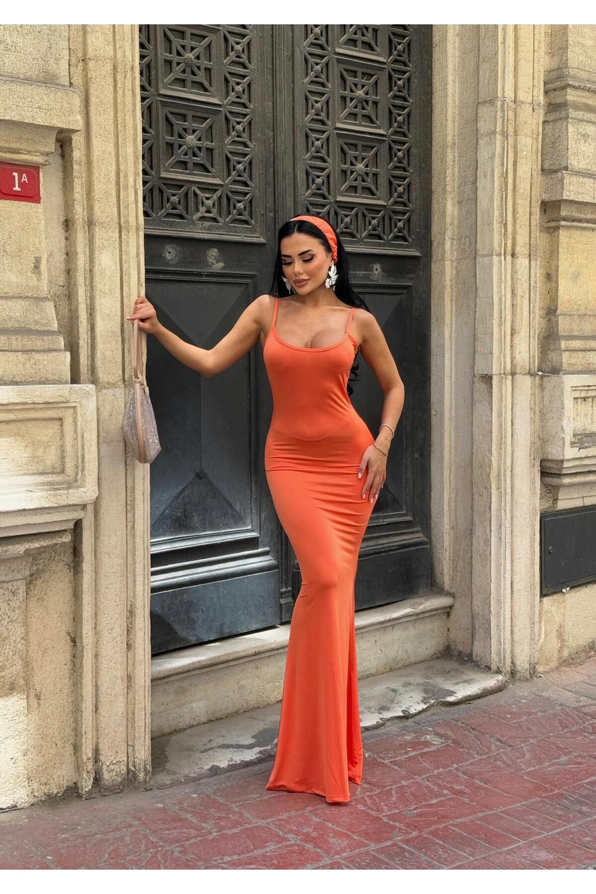 sajarsln Likralı Kristal Kumaş Balık Elbise - Bandana ile
