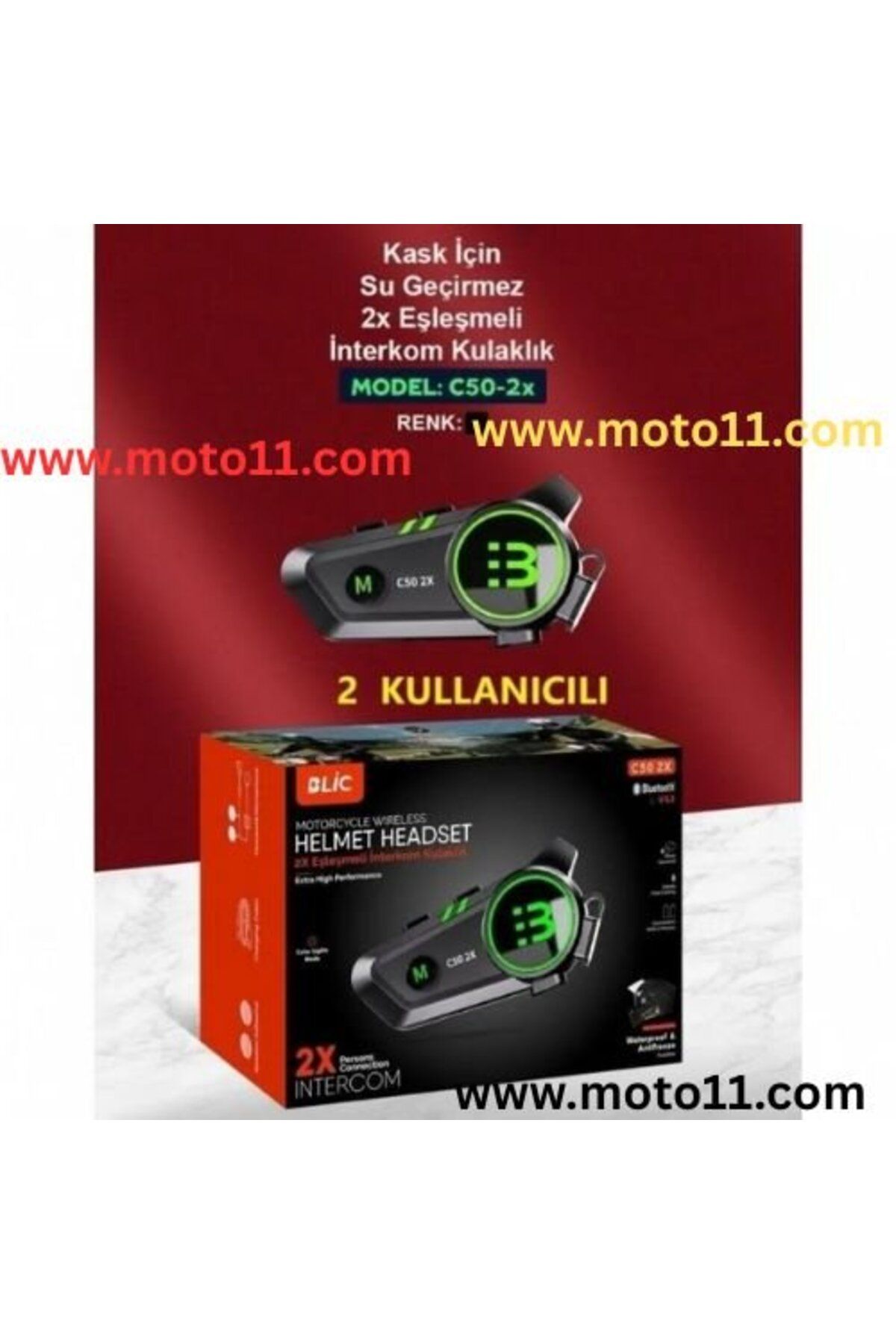 Universal Ürünler - Motorsiklet Motosiklet interkom - C50 2x Bluetooth Intercom Set