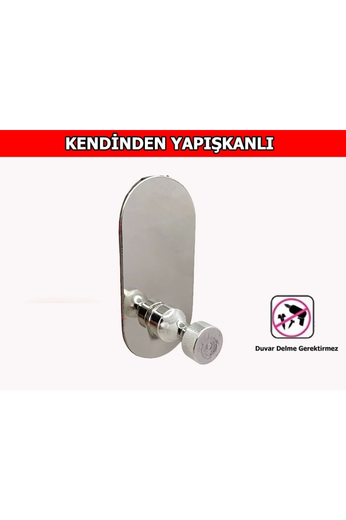 ardini GLARE İNCE BELLİ KENDİNDEN YAPIŞKANLI ASKILIK TEKLİ OVAL KROM 4 LÜ PAKET