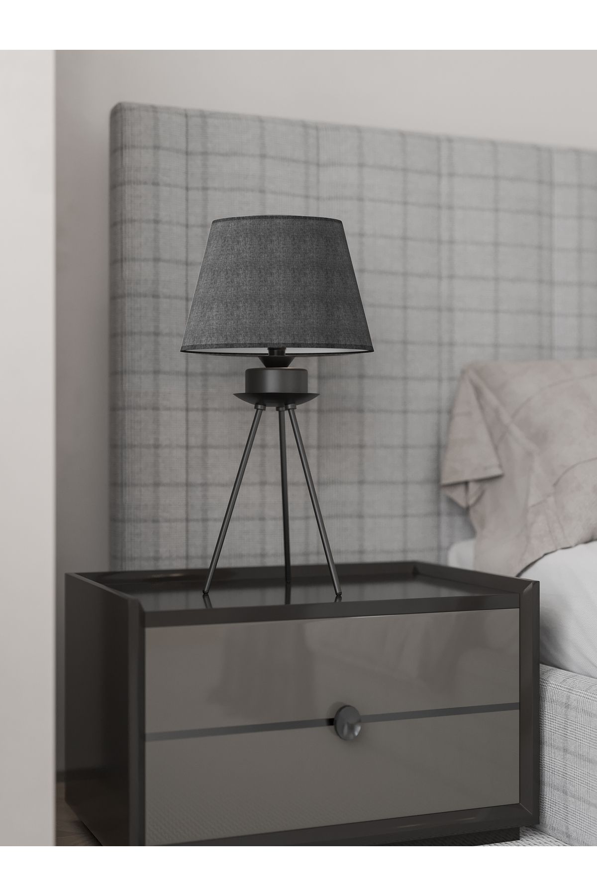 avizade Luxora Avizade Eskitme Tripod Ayaklı Siyah Şapkalı Modern Masa Abajuru