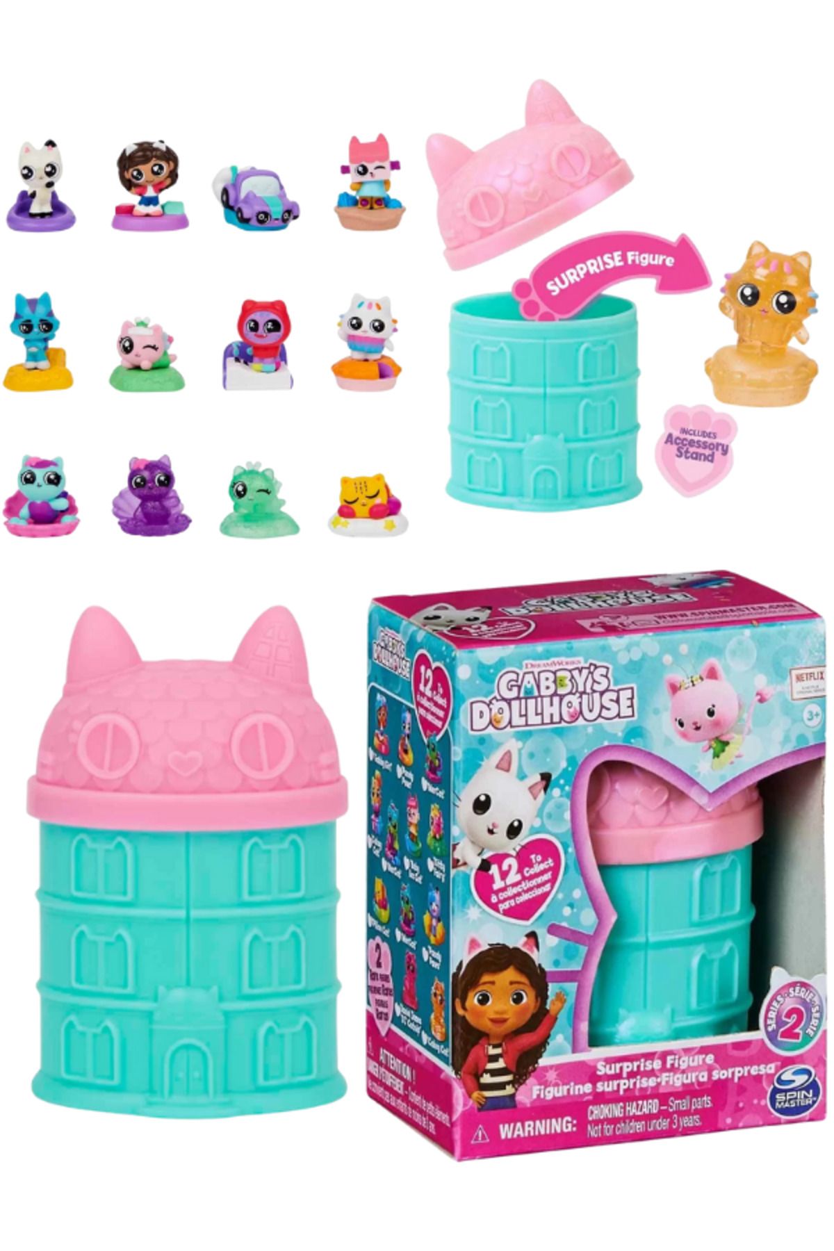 Muhcu Home Gabby's Dollhouse Sürpriz Paket - (7cm) - 1 Figür ve 1 Aksesuar Stand Brands Paket