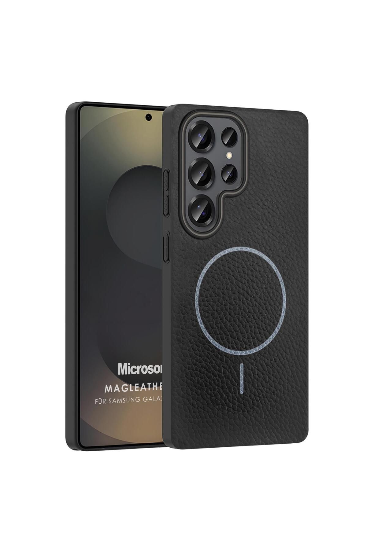 Microsonic Samsung Galaxy S25 Ultra Kılıf MagLeather Pro Siyah