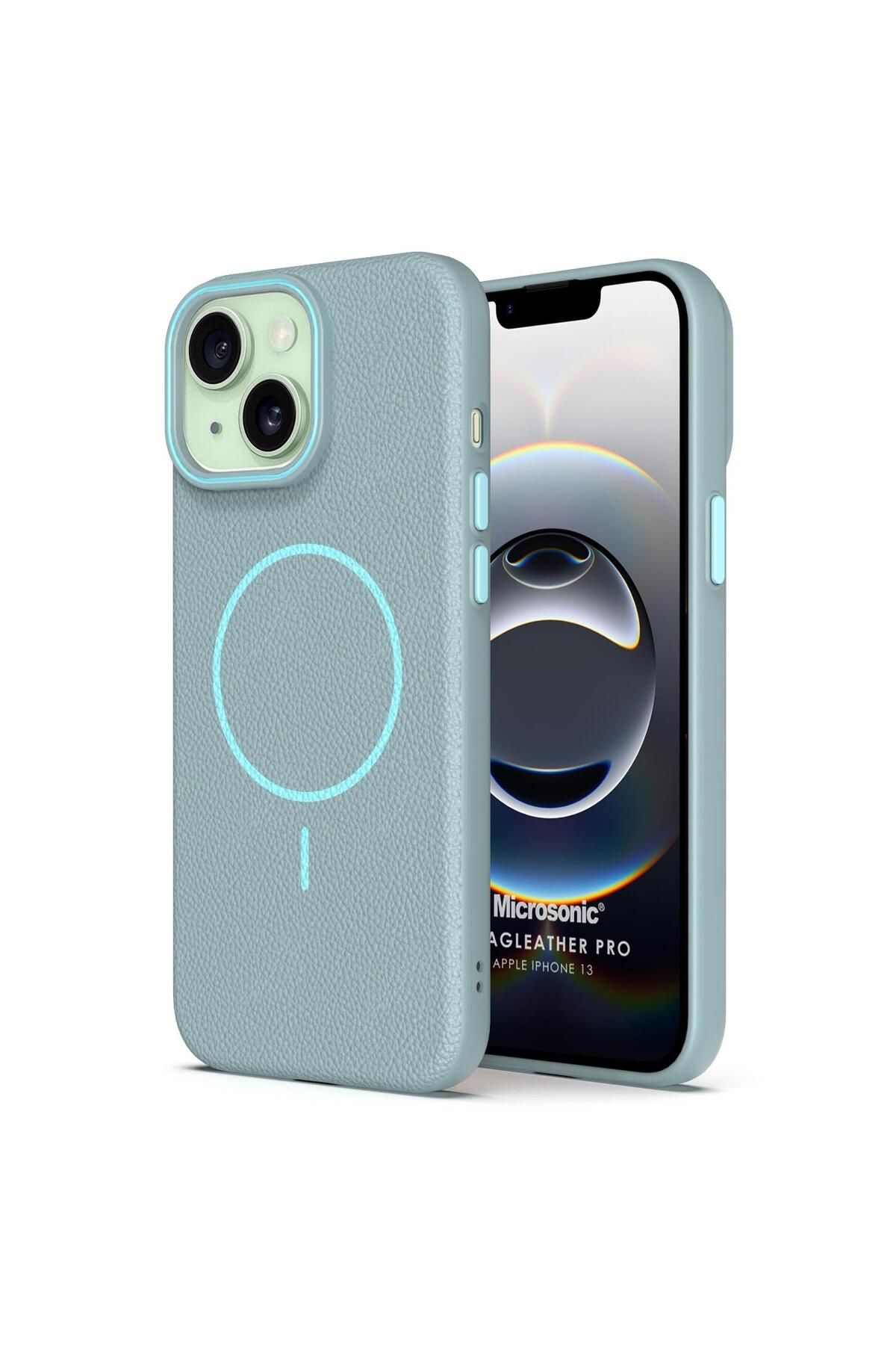 Microsonic Apple iPhone 13 Kılıf MagLeather Pro Mavi