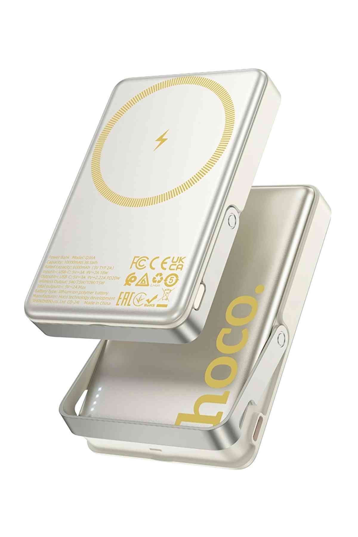 Hoco Q36A Sunlight 10.000 mAh 20W Type-C Çıkışlı PD Kablosuz Şarj Özellikli Standlı Powerbank
