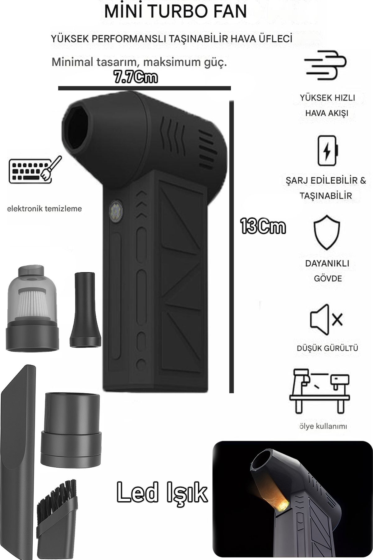 nextbuy Şarjlı Mini TurboJet Fan Mangal Üfleme Araç Süpürge MangalToz Temizlik Fanı Hava Kompresörü ZY7400SE