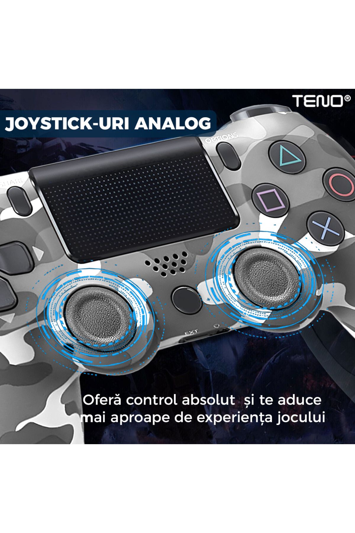 Teno-DoubleShock Teno® Wireless Controller, compatible with PS4, analog joysticks, gray camouflage 3