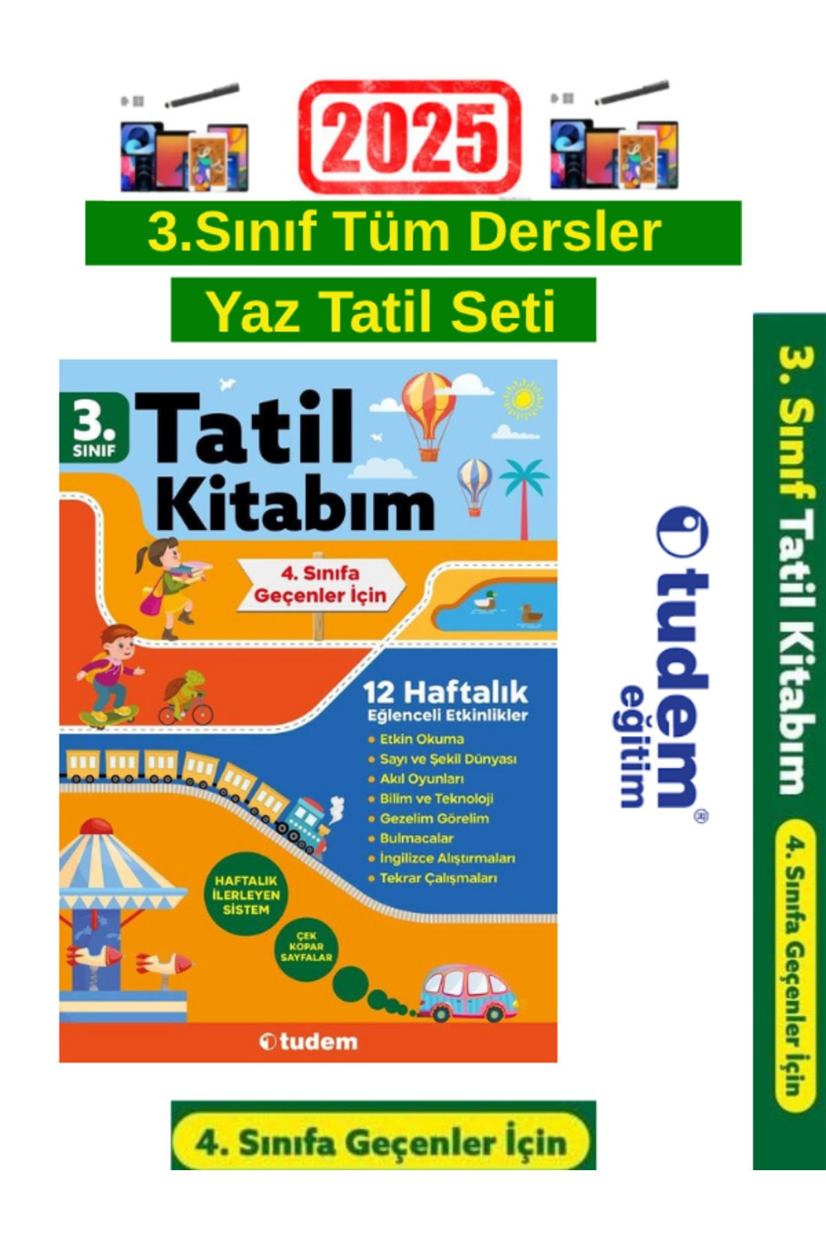 Bilfen Yayıncılık Tudem 3.Sınıf (3.Sınıftan 4.Sınıfa Geçenler İçin)12 Haftalık Etkinlikli Yaz Tatil Kitabı+Kalem